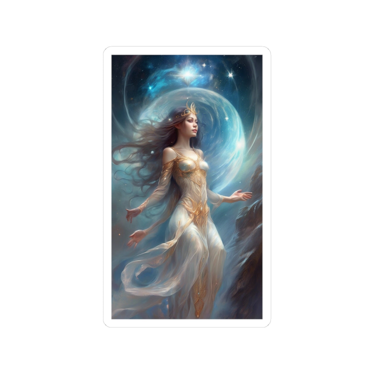 Lunar Celestial Queen Fantasy Portrait Sticker