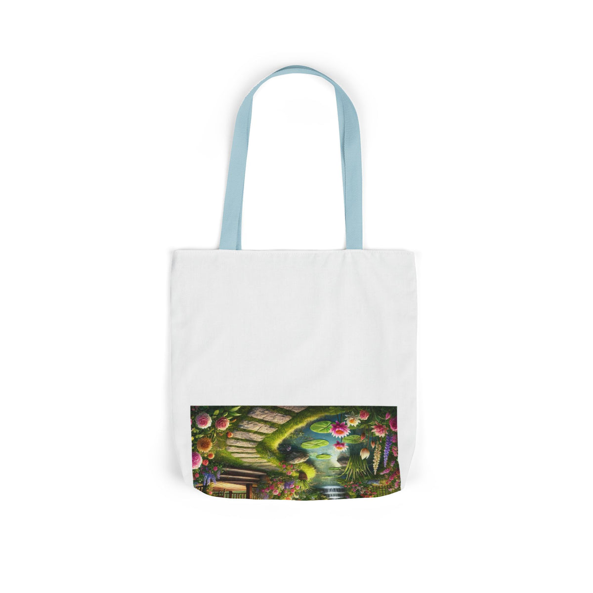 Sunlit Rose Gazebo Cottage Garden Canvas Tote Bag