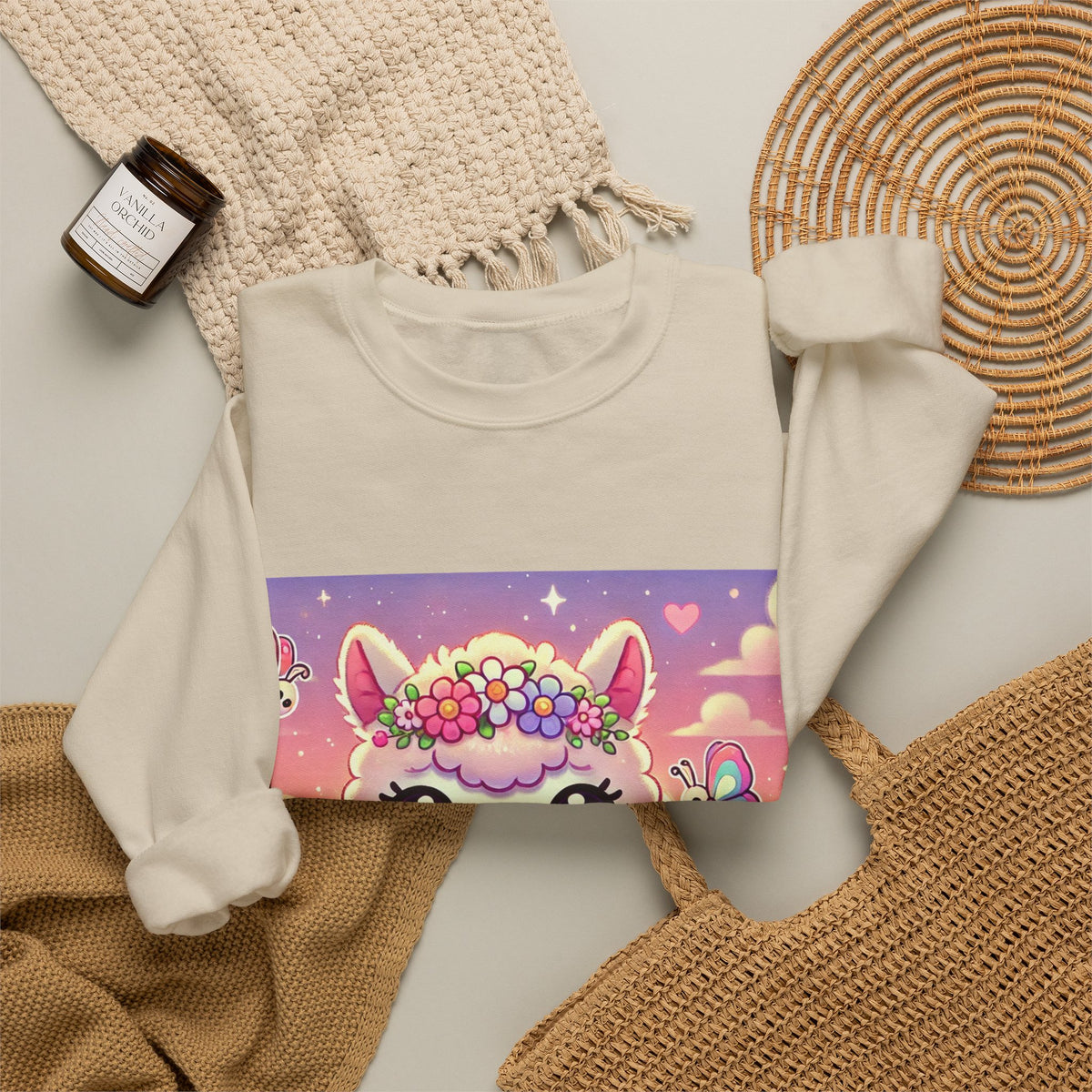 Pastel Floral Alpaca Garden Kawaii Sweatshirt