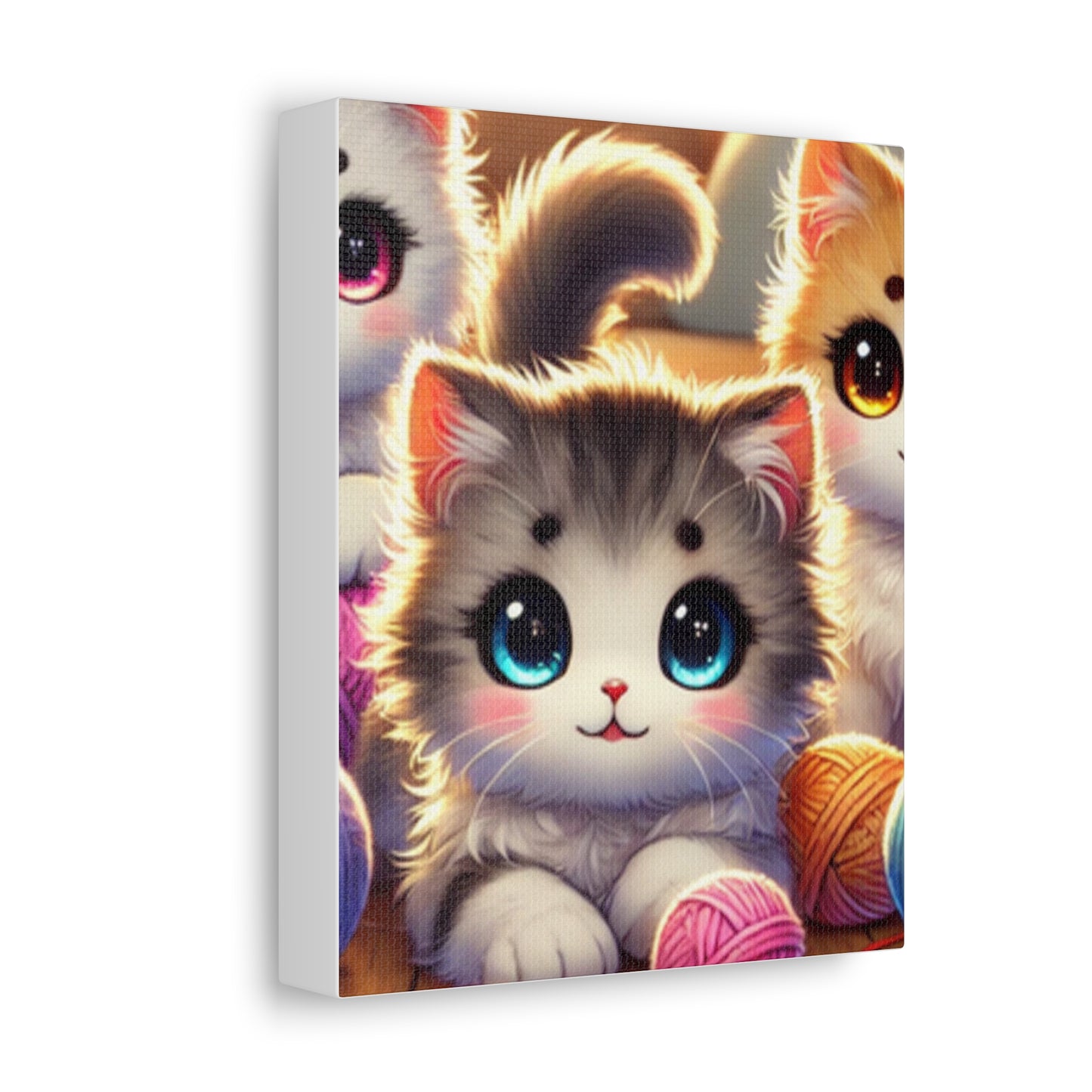 Cozy Yarn Kittens Cute Cat Canvas Knitting Room Wall Art Gift
