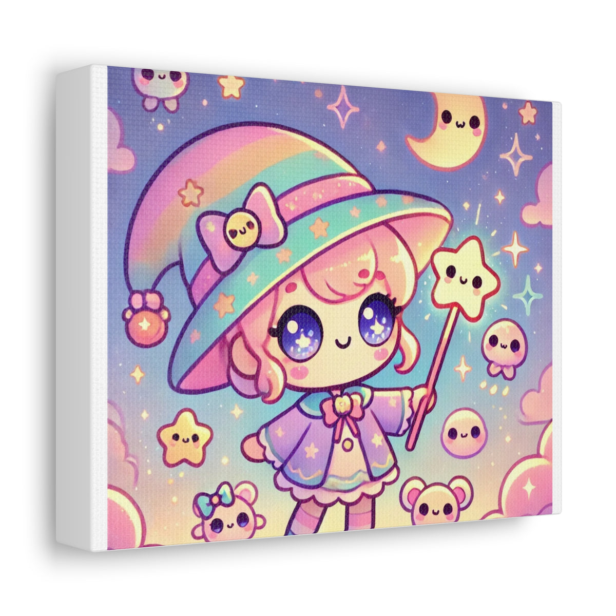 Kawaii Moon Wand Pastel Fantasy Canvas Wall Art