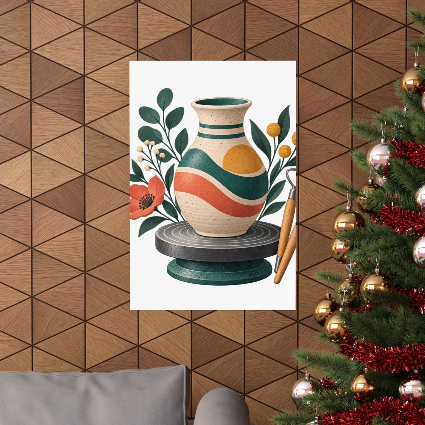 Midcentury Pottery Botanical Art Poster