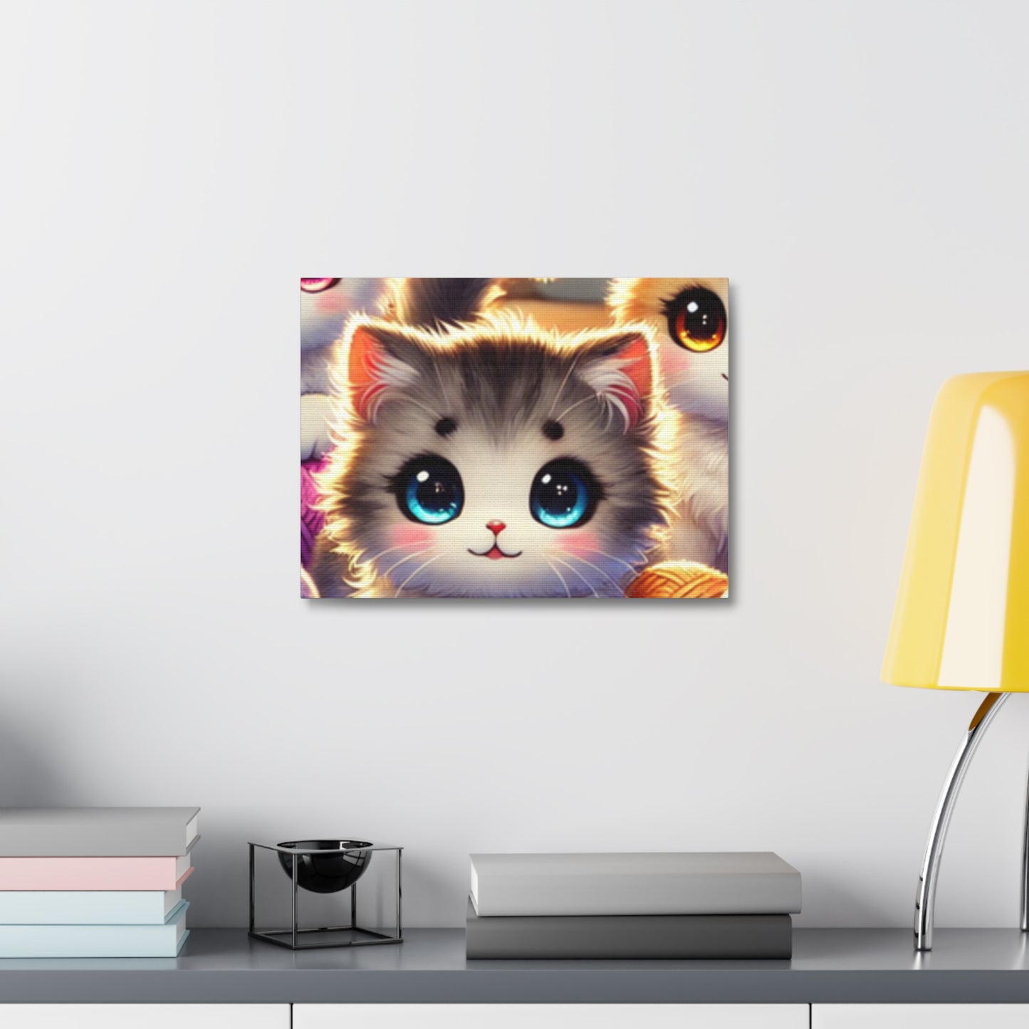 Cozy Yarn Kittens Cute Cat Canvas Knitting Room Wall Art Gift