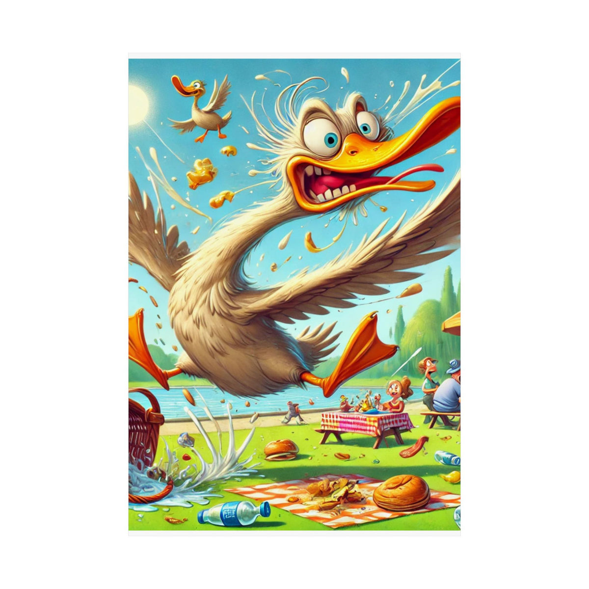 Chaotic Picnic Duck Funny Summer Wall Art Poster