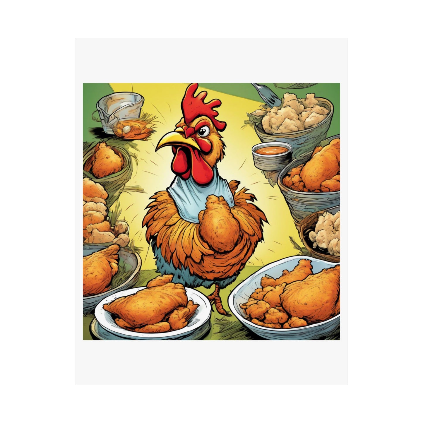 Funny Chicken Fried Food Comfort Food Art Poster