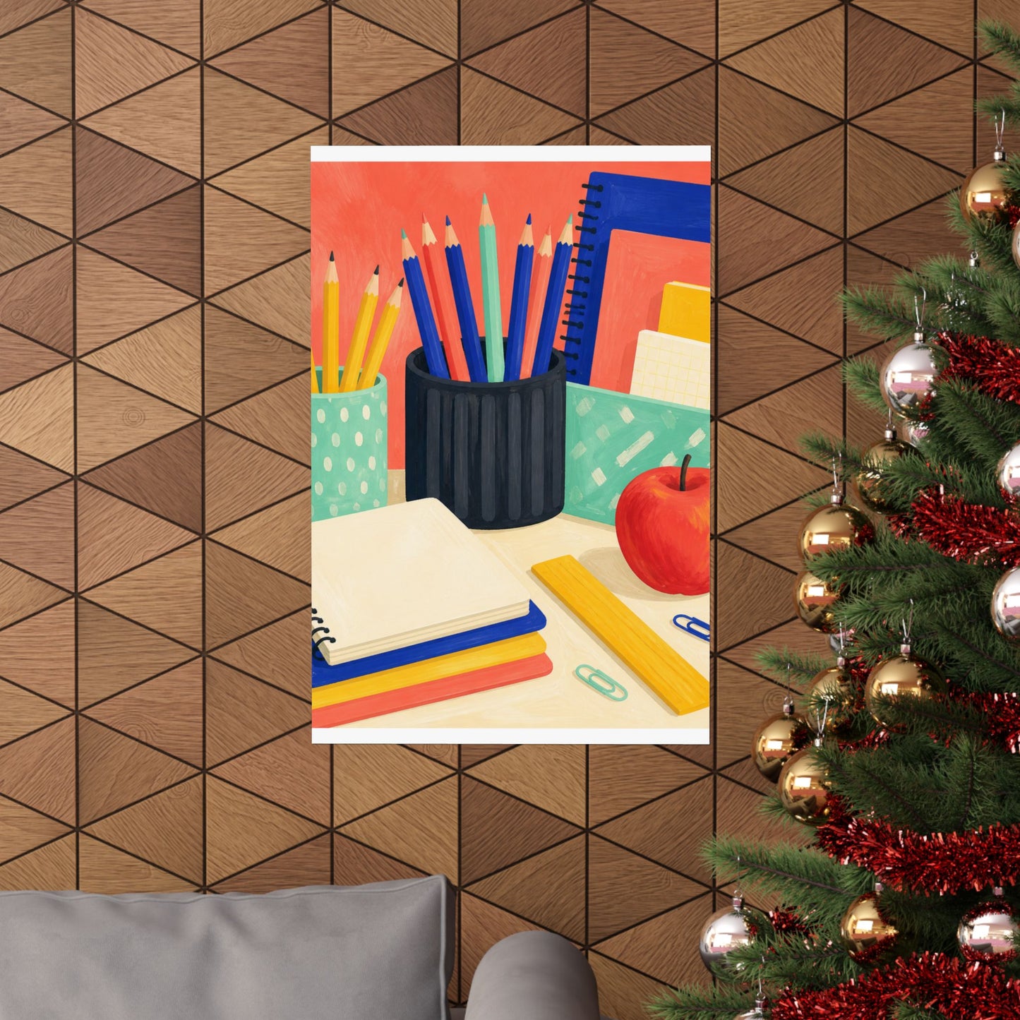 Colorful Teacher Desk Supplies Art Poster