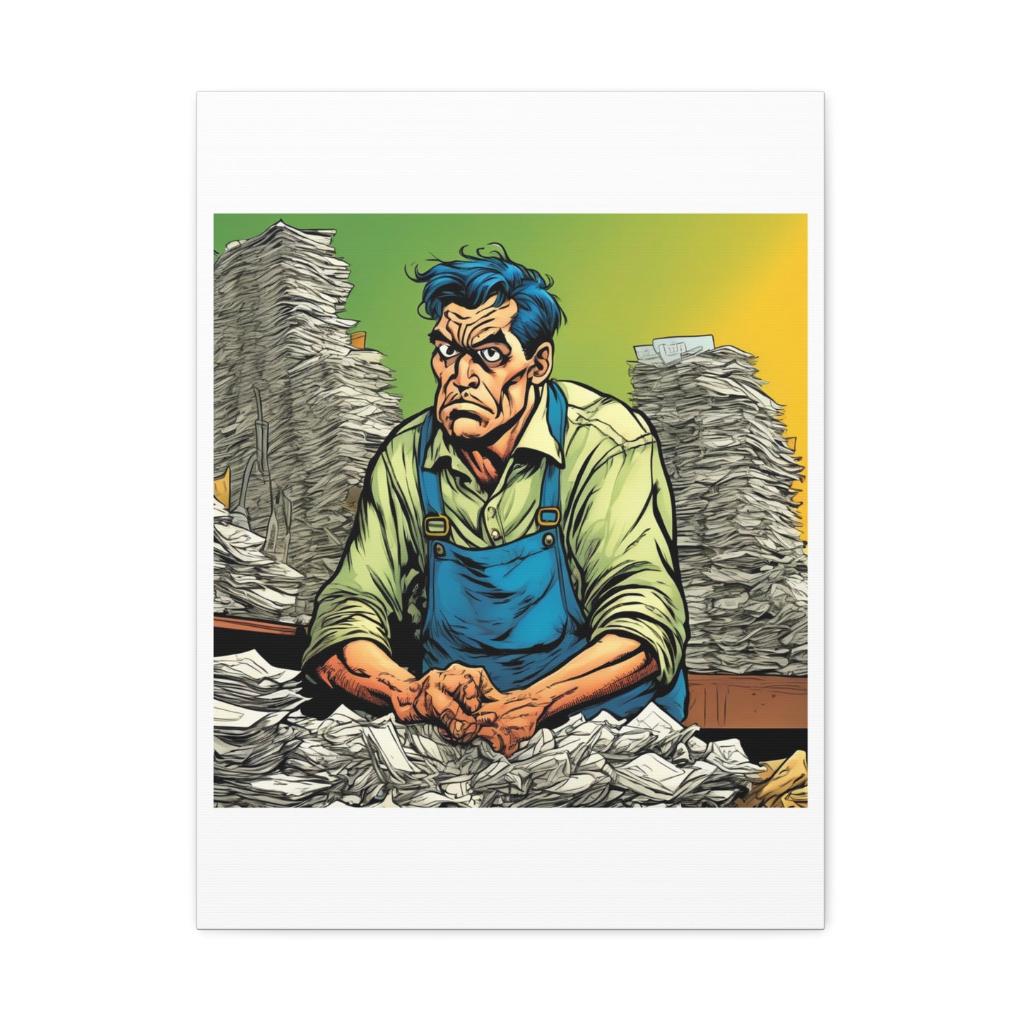 Paperwork Chaos Desk Worker Funny Office Art Canvas