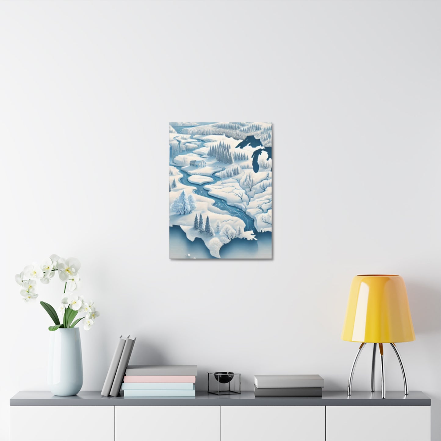 Winter USA Dreamscape Snowy Map Canvas Wall Art Travel Gift