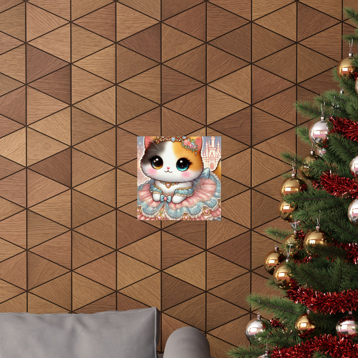 Pastel Princess Calico Cat Fantasy Wall Art Poster