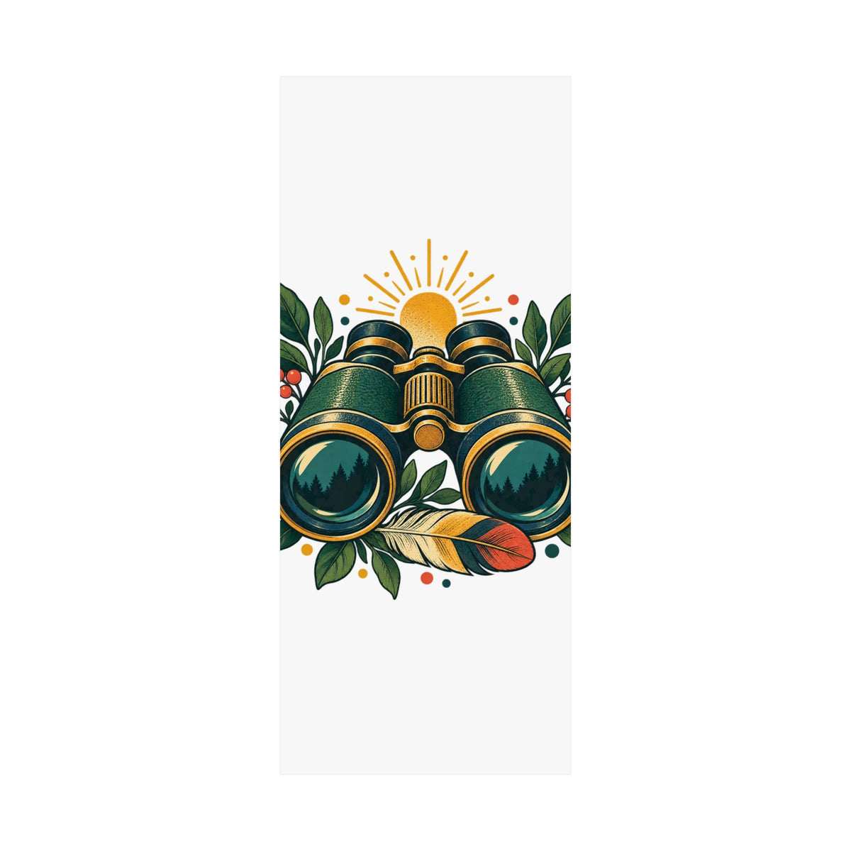 Retro Binoculars and Botanical Birdwatching Art Poster