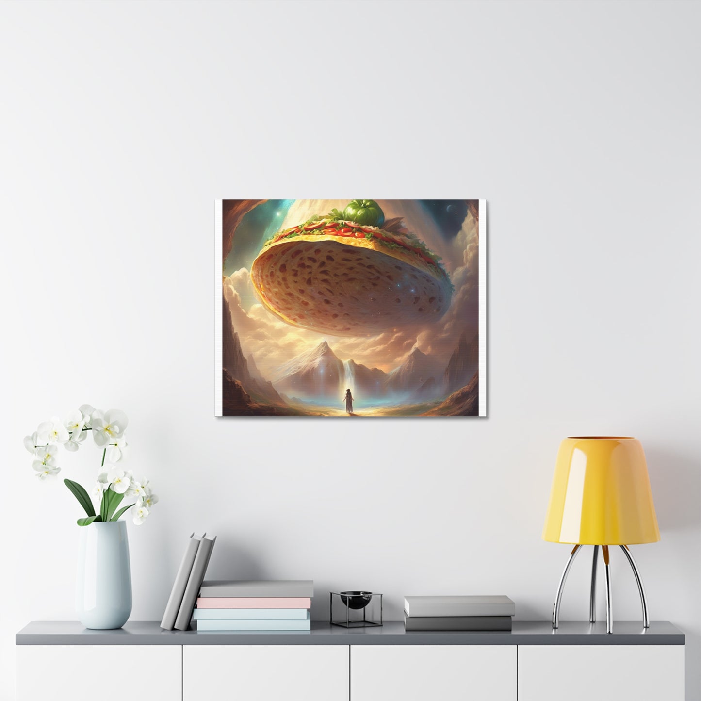 Cosmic Taco UFO Surreal Food Fantasy Art Canvas