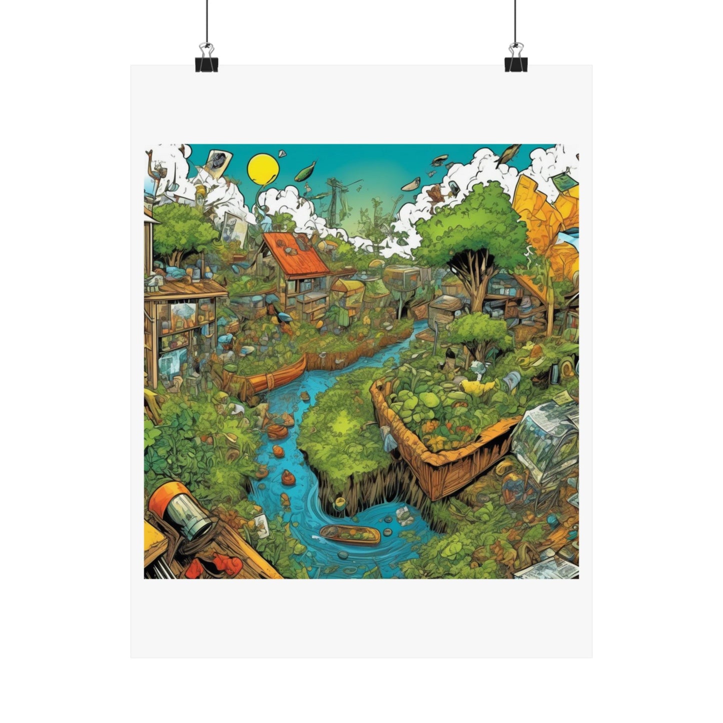 Whimsical Garden Stream Nature Gift Art Poster