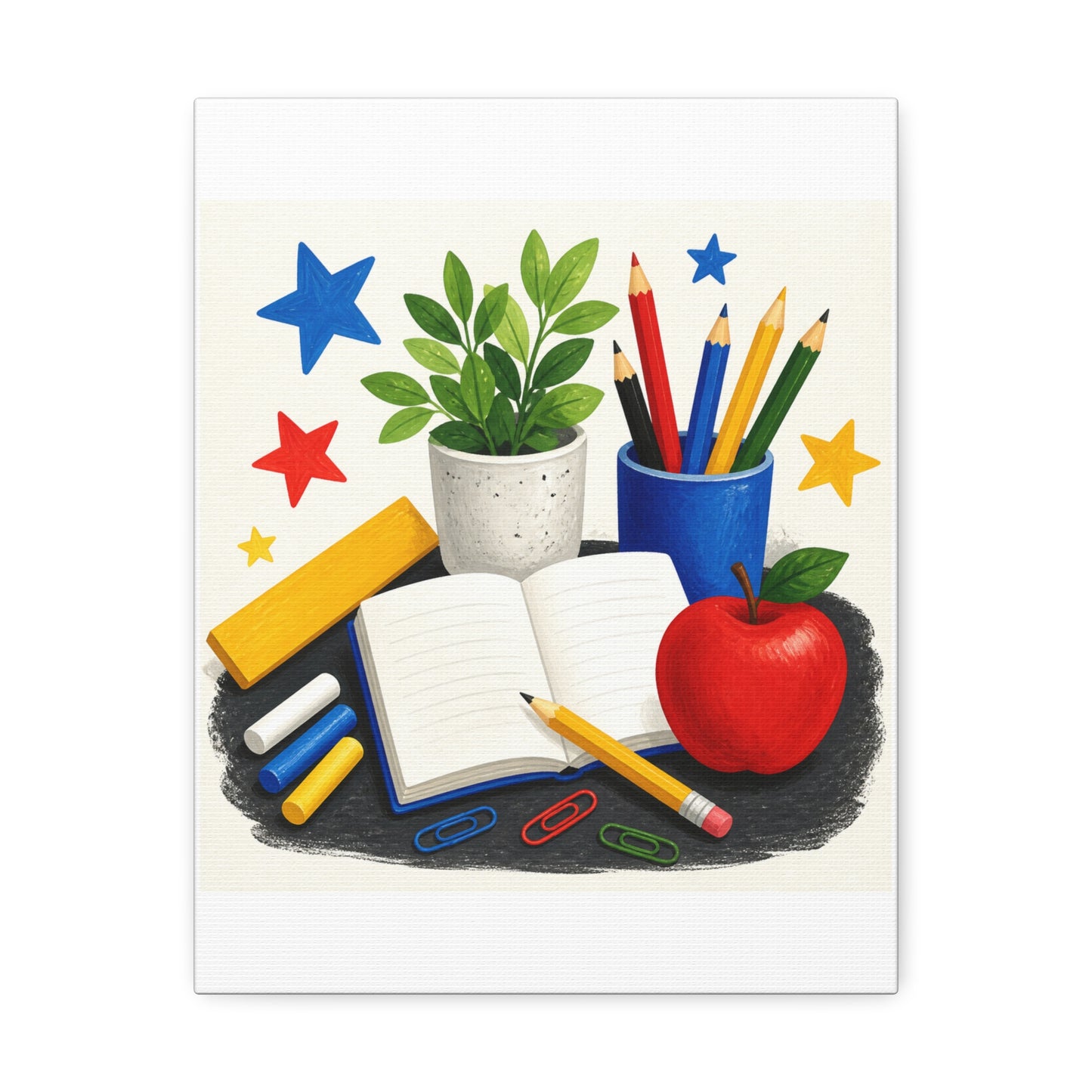 Colorful Classroom Supplies Teacher Appreciation Canvas Art