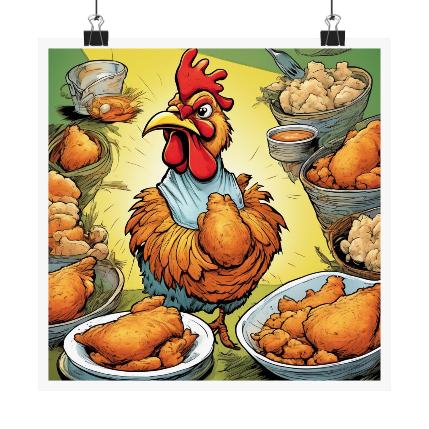 Funny Chicken Fried Food Comfort Food Art Poster