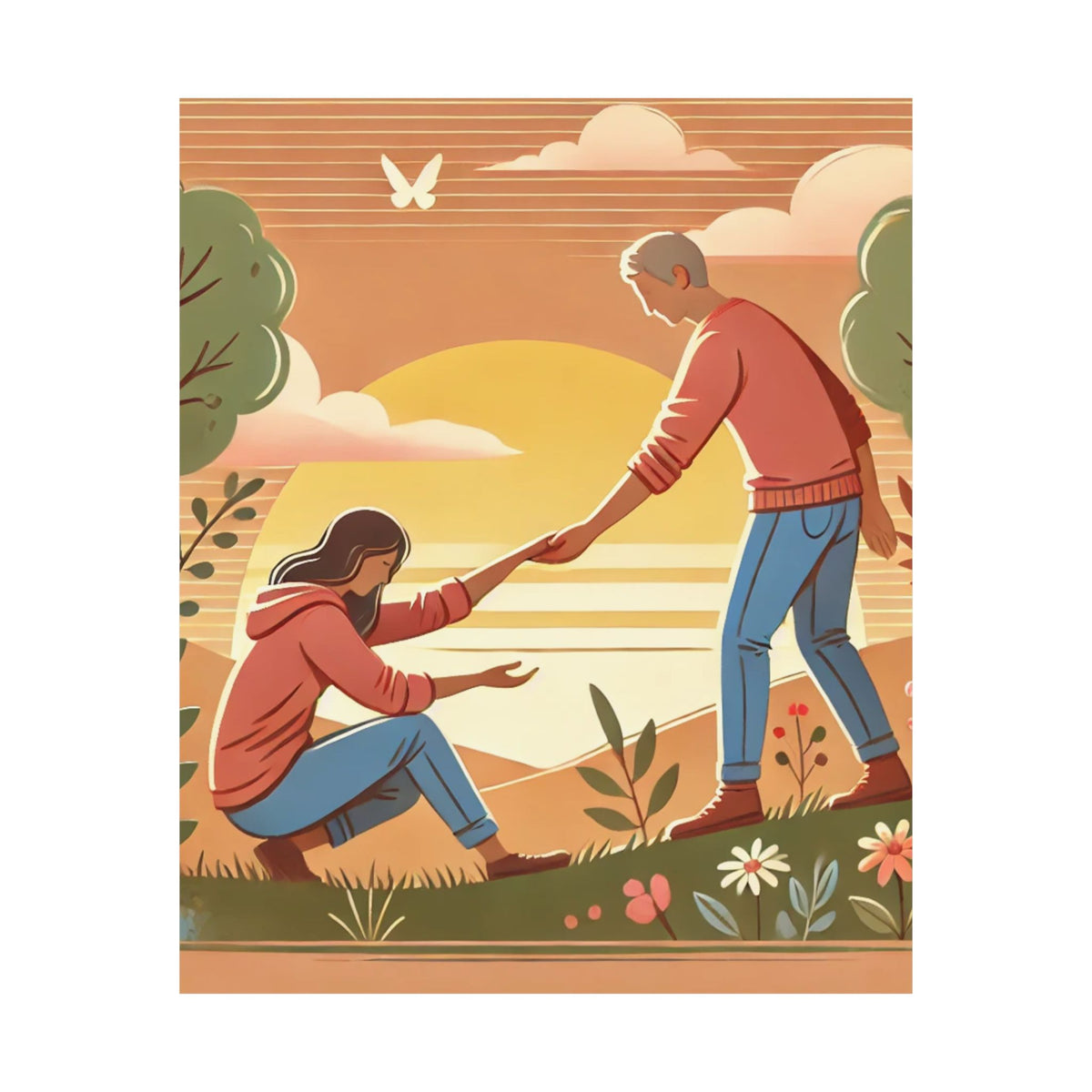 Helping Hands Sunset Garden Wall Art Poster