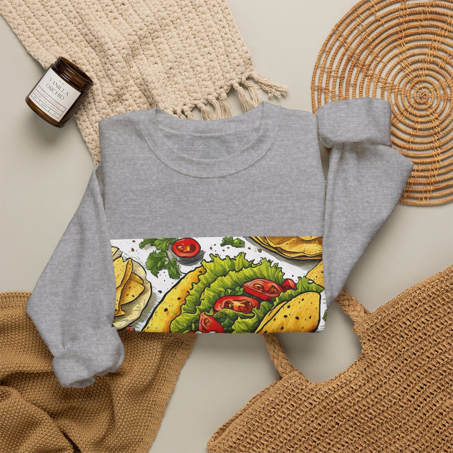 Bold Taco Illustration Foodie Gift Art Sweatshirt