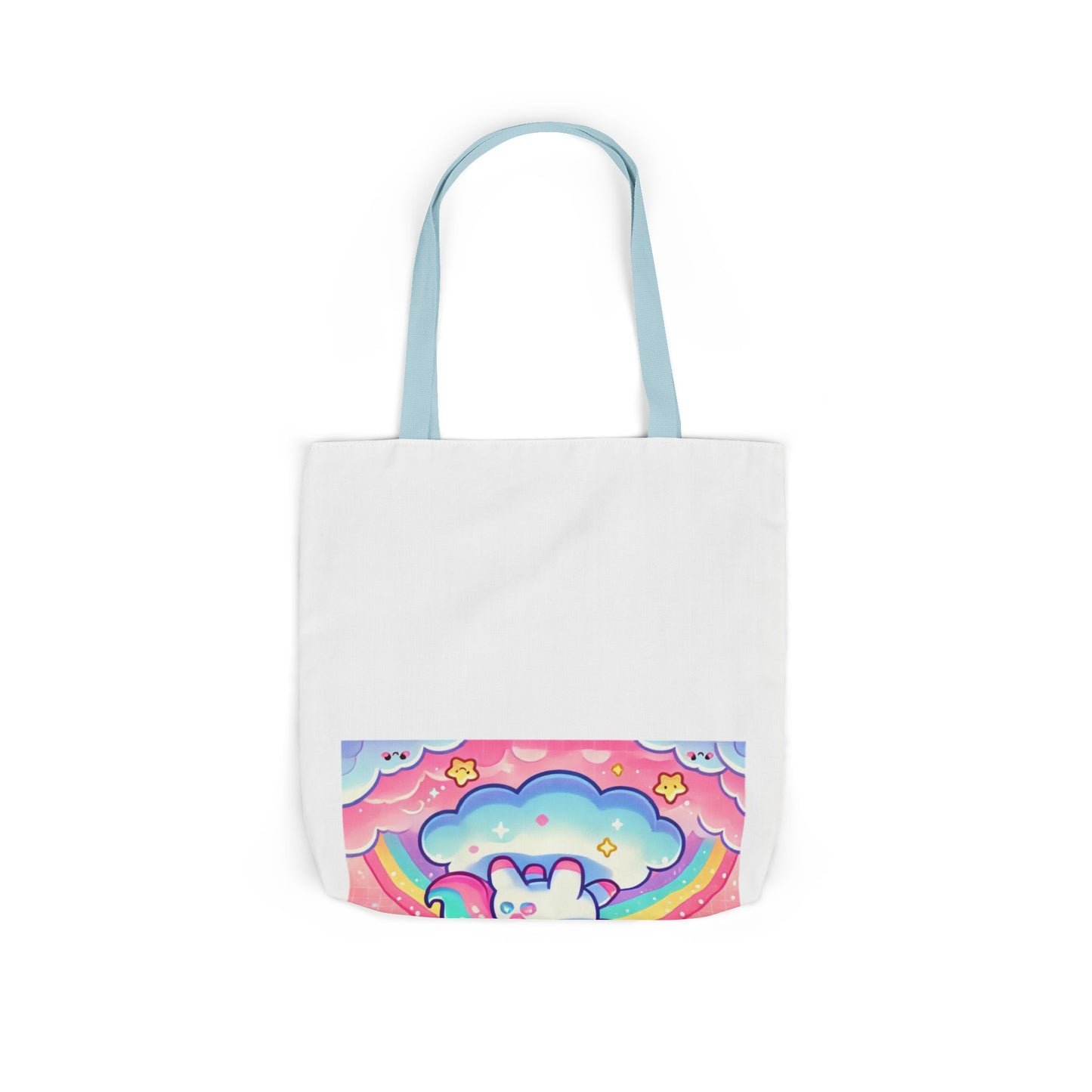 Pastel Rainbow Unicorn Cloud Kawaii Canvas Tote Bag