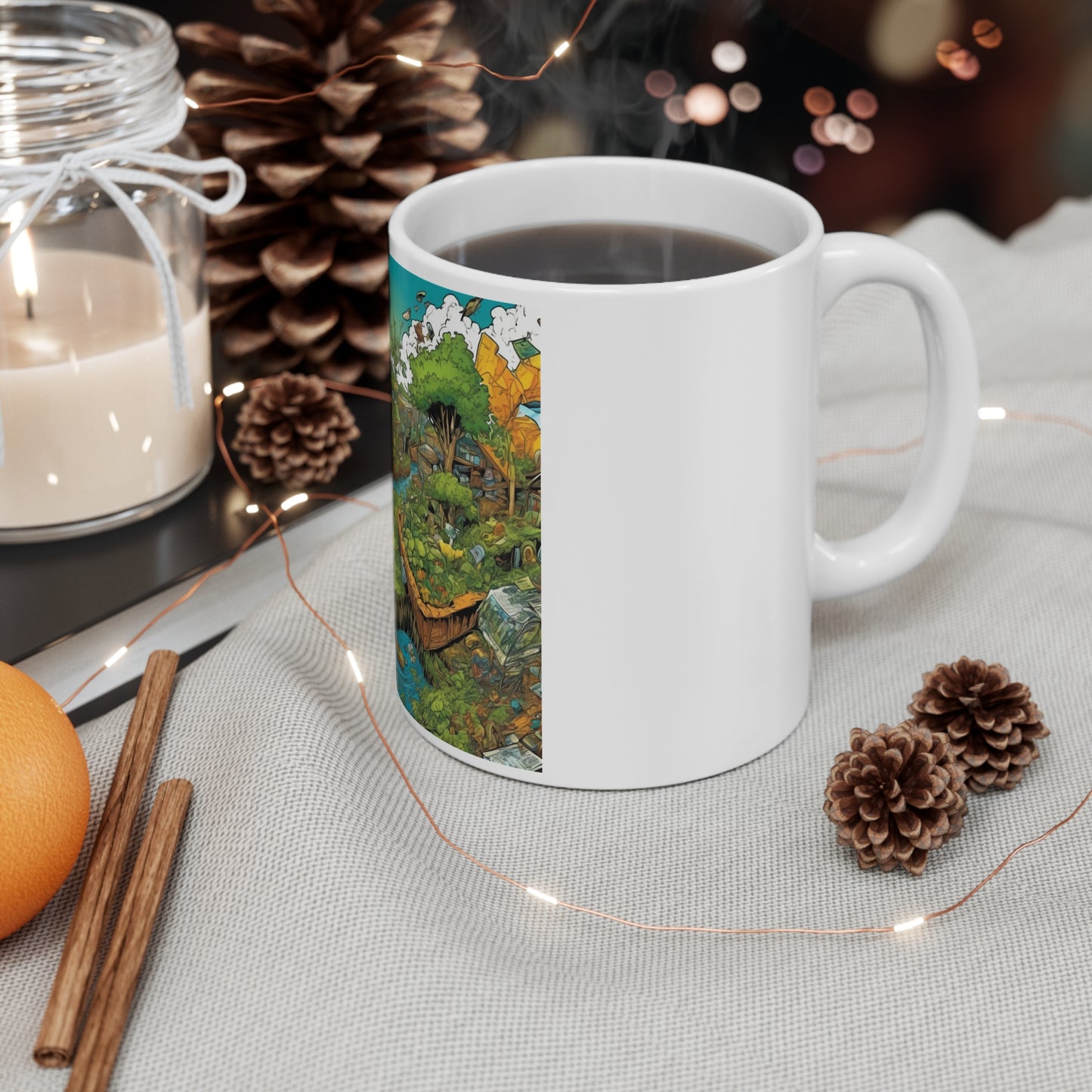 Whimsical Garden Stream Nature Gift Art Coffee Mug