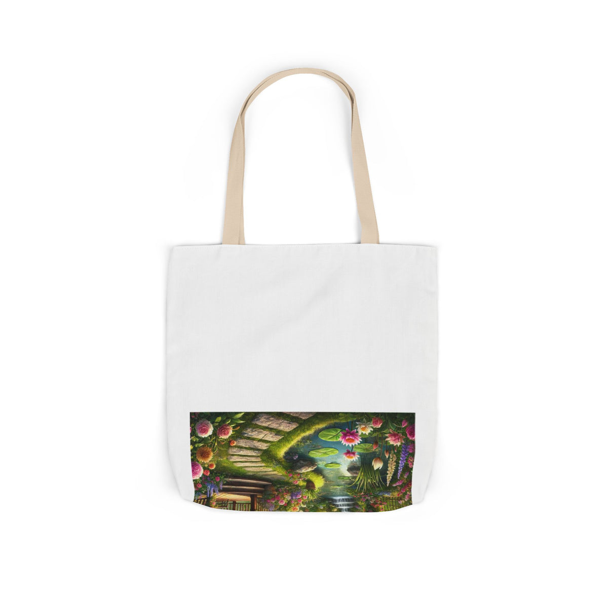Sunlit Rose Gazebo Cottage Garden Canvas Tote Bag