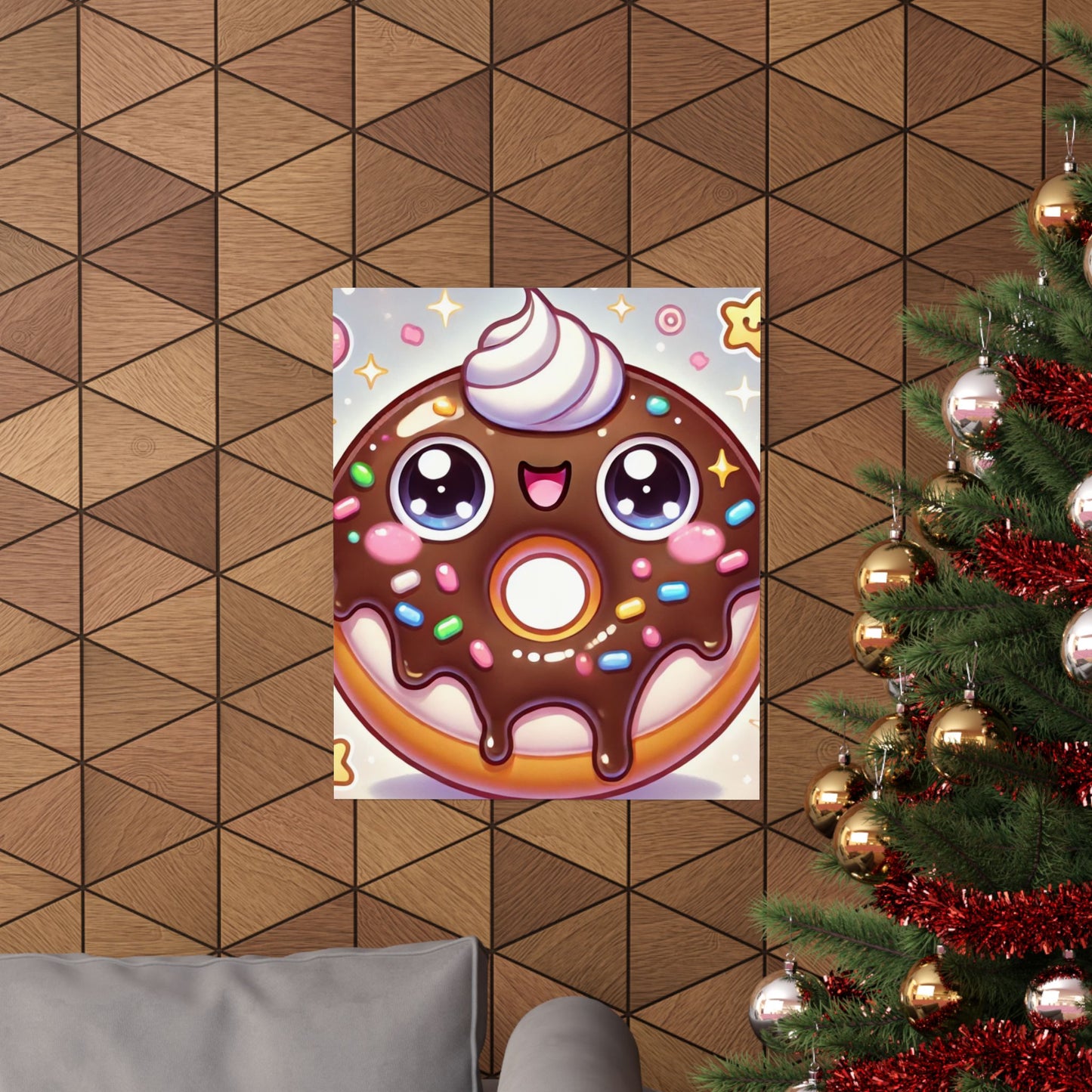 Kawaii Chocolate Donut Cute Dessert Art Poster