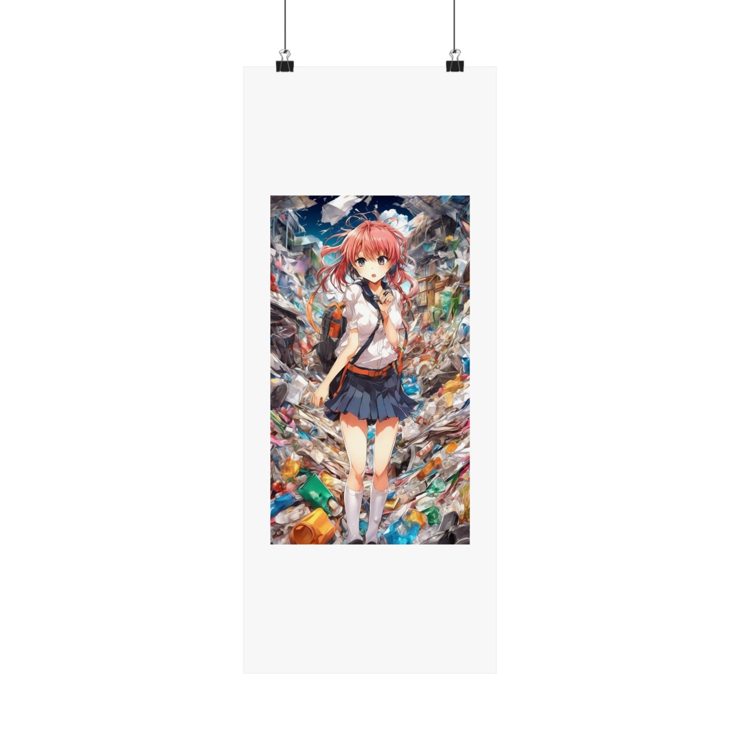 Recycling Day Anime Schoolgirl Eco Street Art Poster