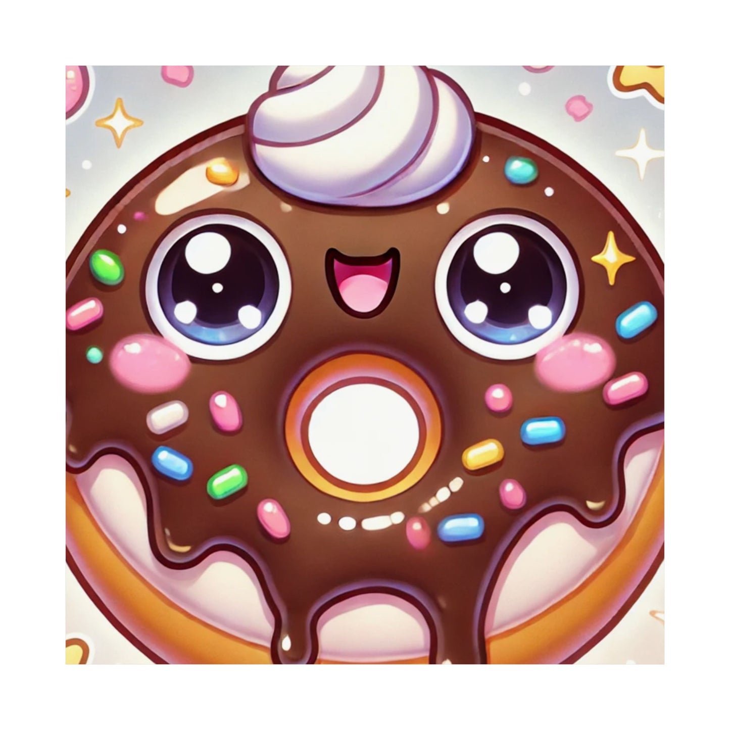 Kawaii Chocolate Donut Cute Dessert Art Poster