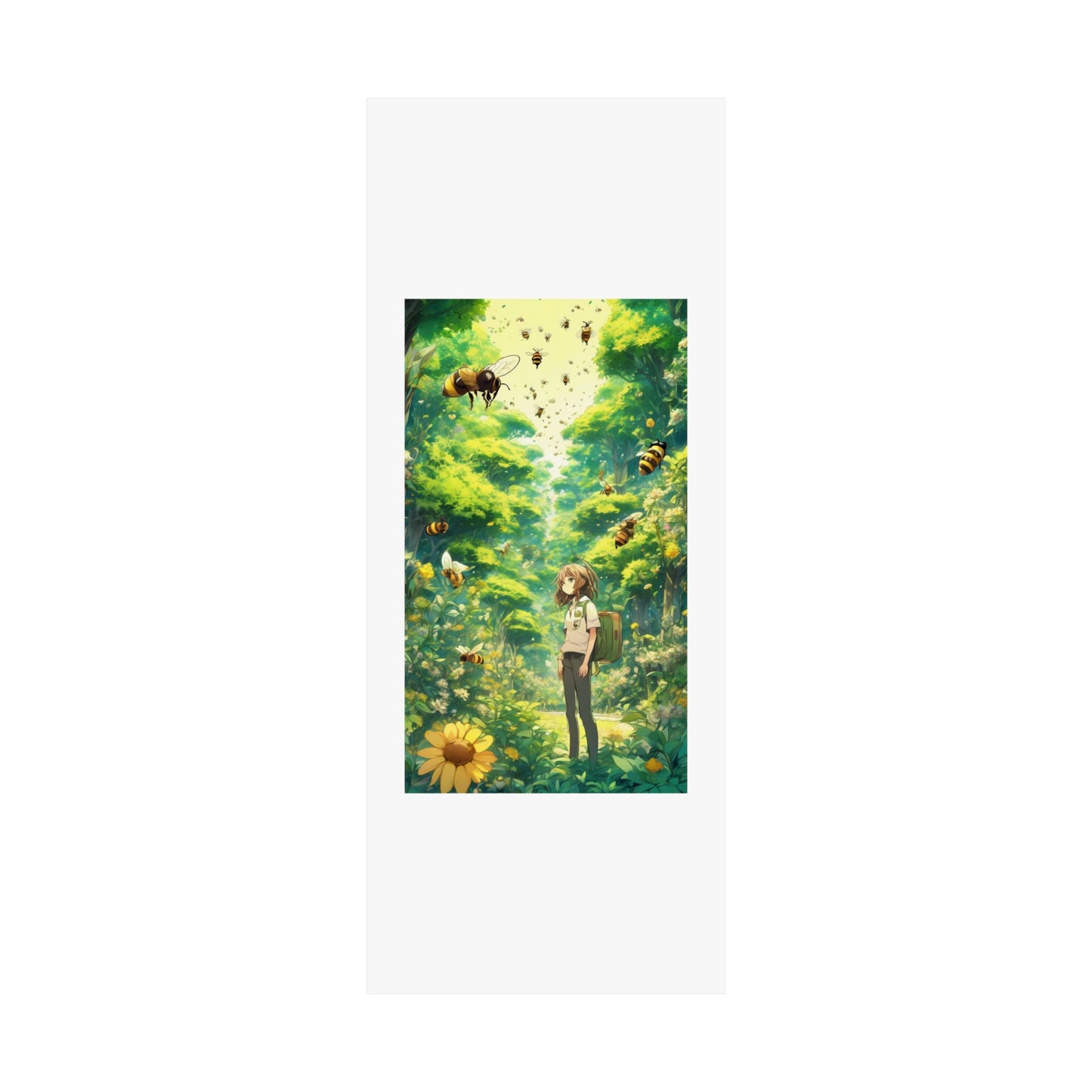 Bee Garden Explorer Anime Nature Art Poster