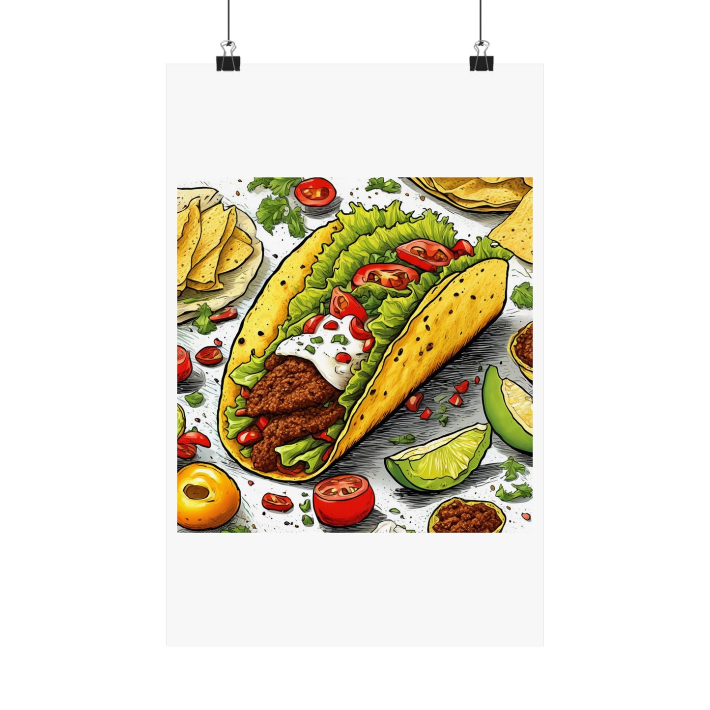 Bold Taco Illustration Foodie Gift Art Poster
