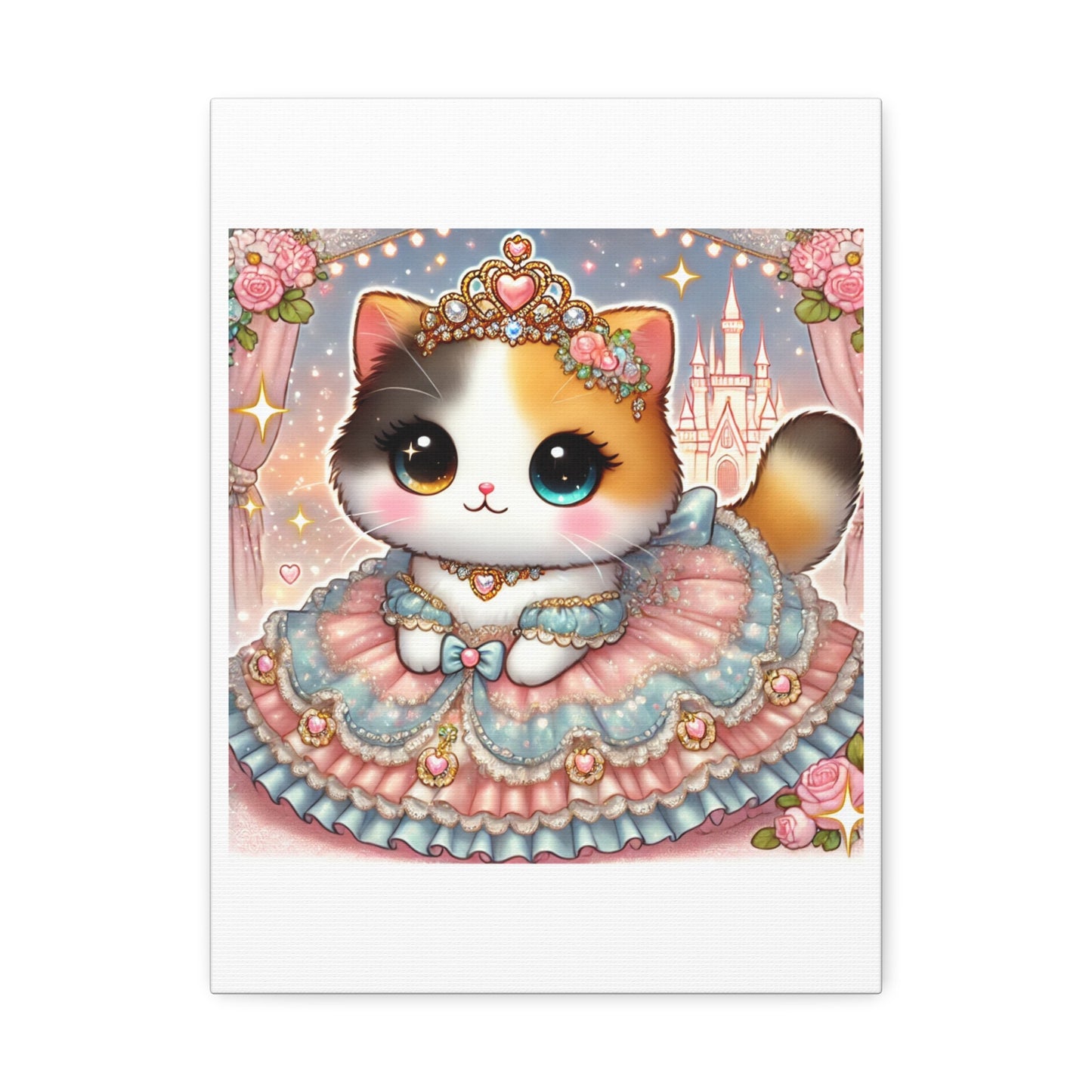 Pastel Princess Calico Cat Fantasy Canvas Wall Art