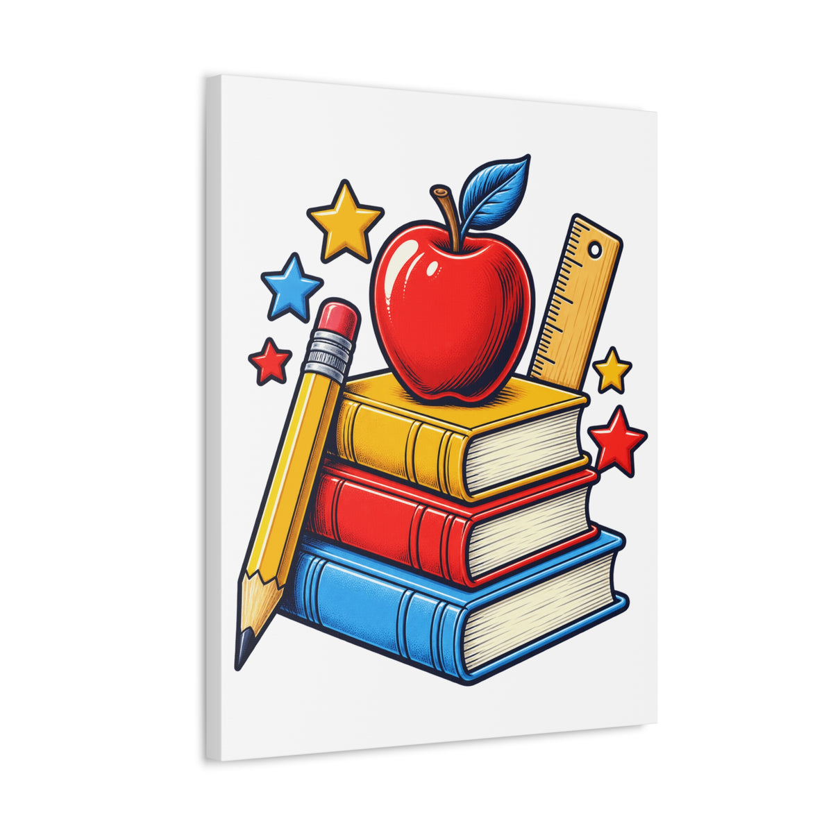 Retro School Books Apple Teacher Appreciation Canvas Art