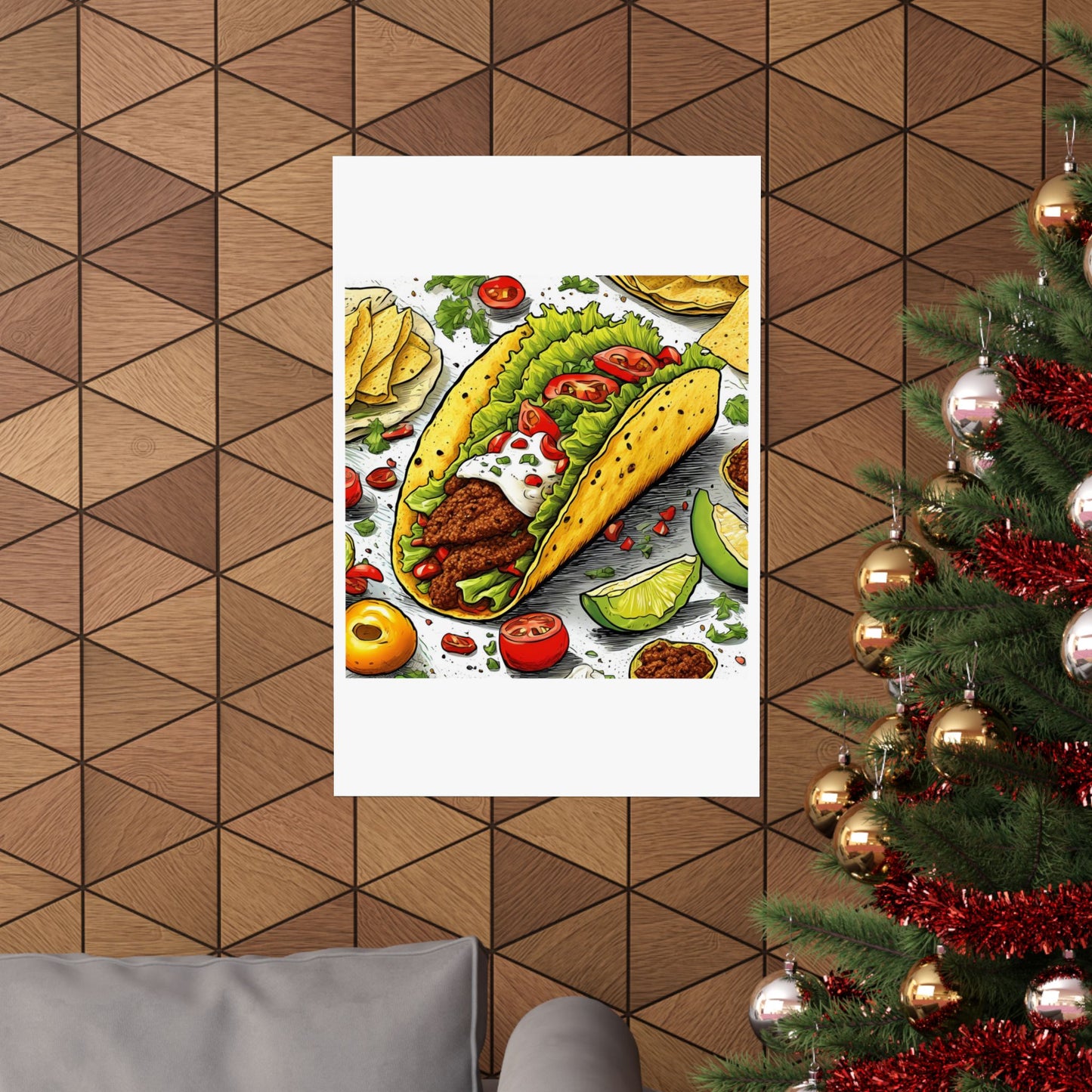 Bold Taco Illustration Foodie Gift Art Poster