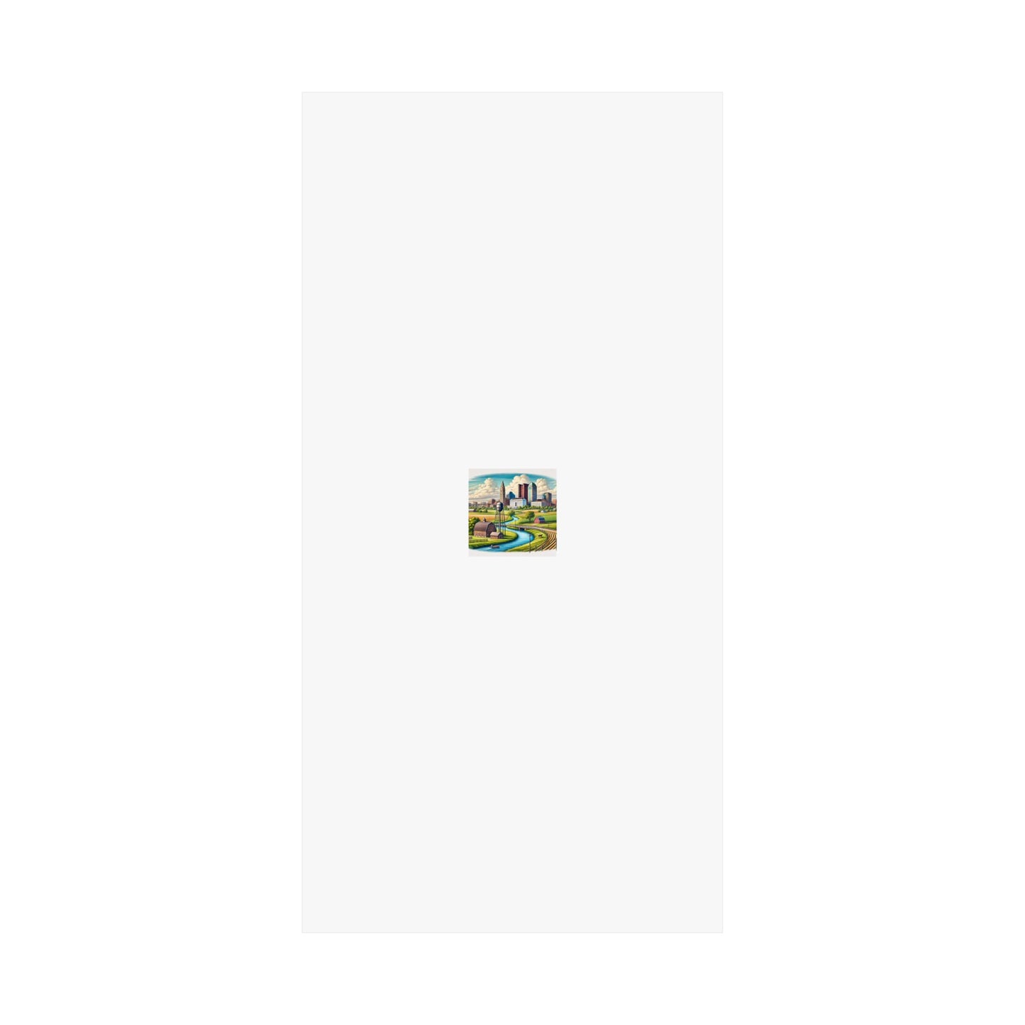 Rural River City Skyline Hometown Landscape Poster Art
