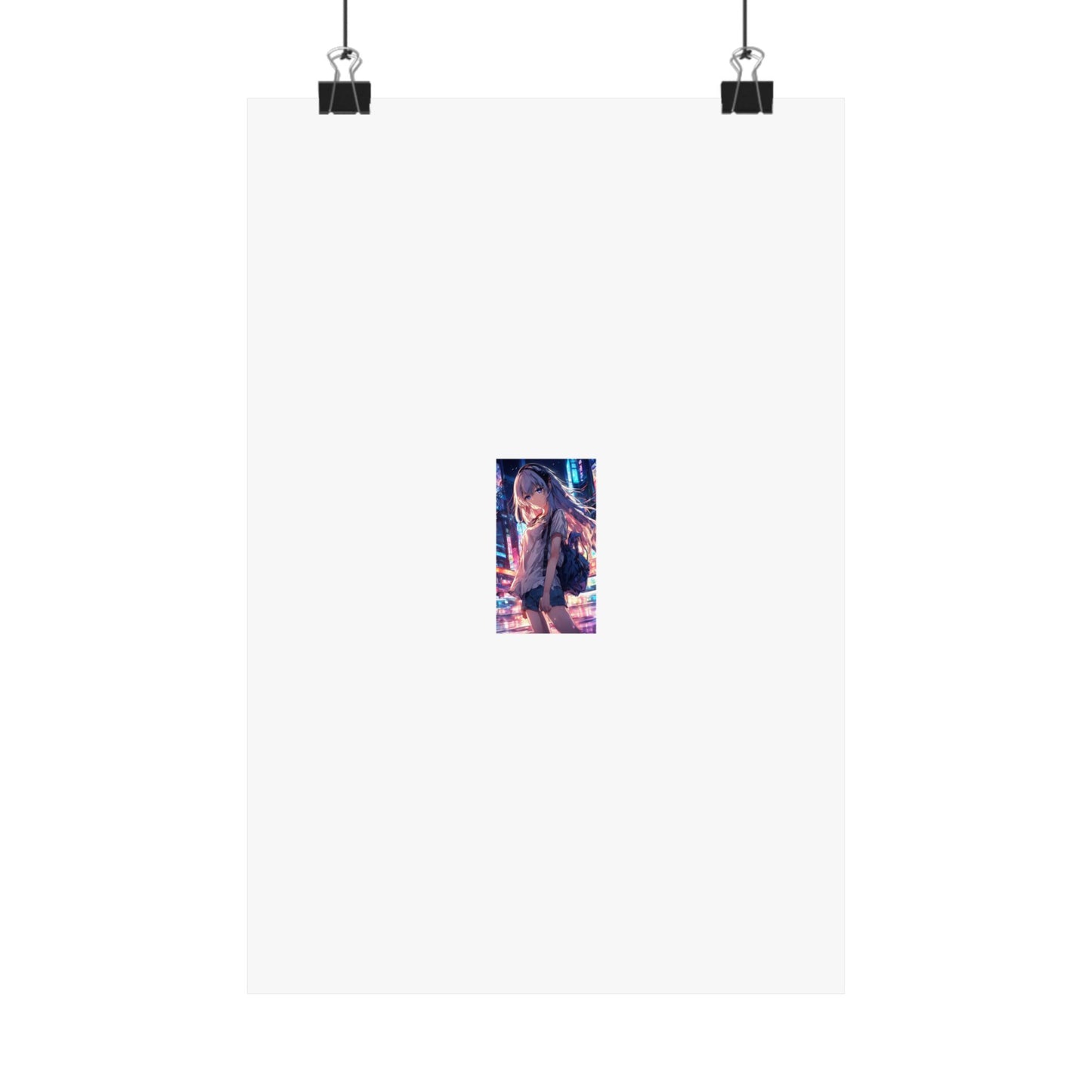Anime City Night Heroine Portrait Neon Poster Art