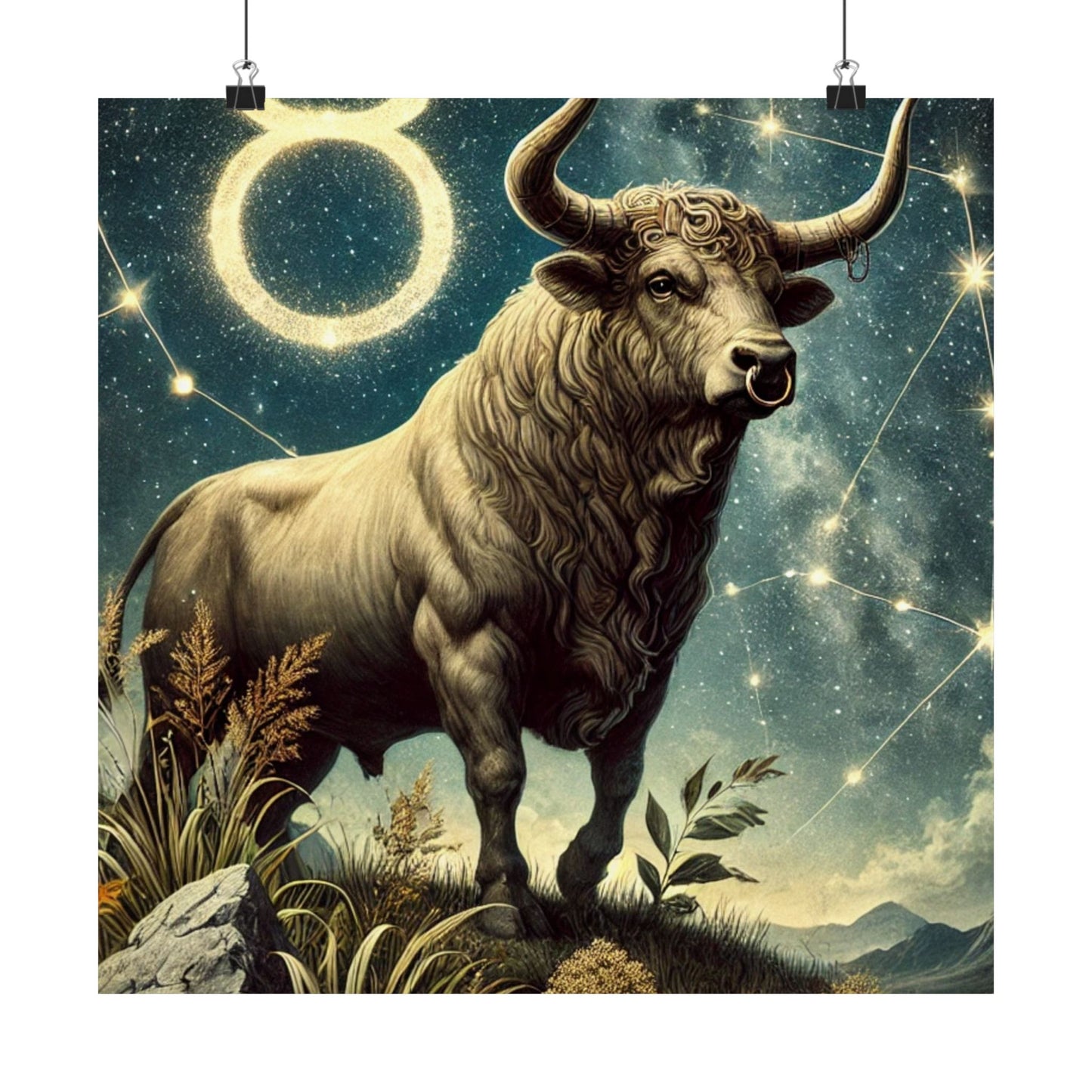 Taurus Bull Constellation Celestial Wall Art Poster