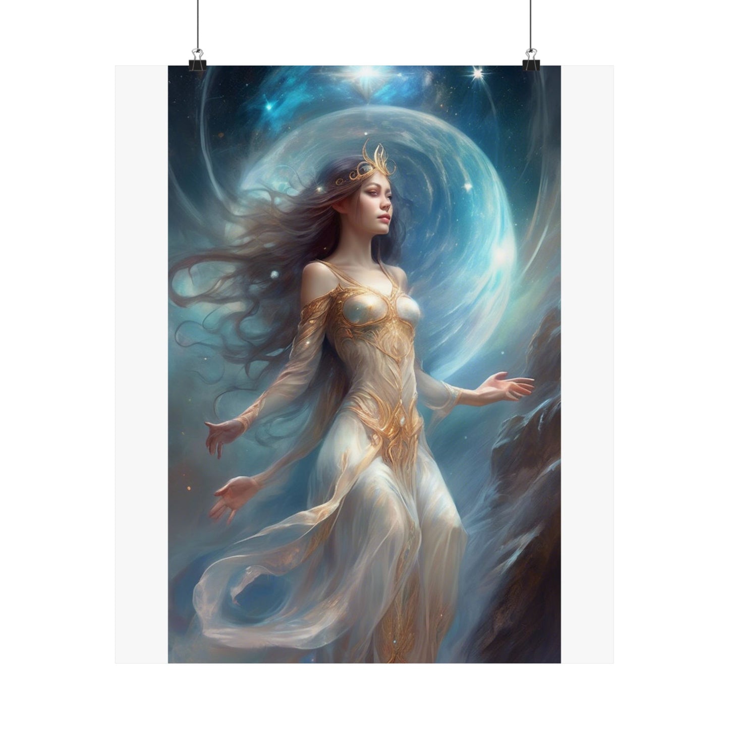 Lunar Celestial Queen Fantasy Portrait Poster