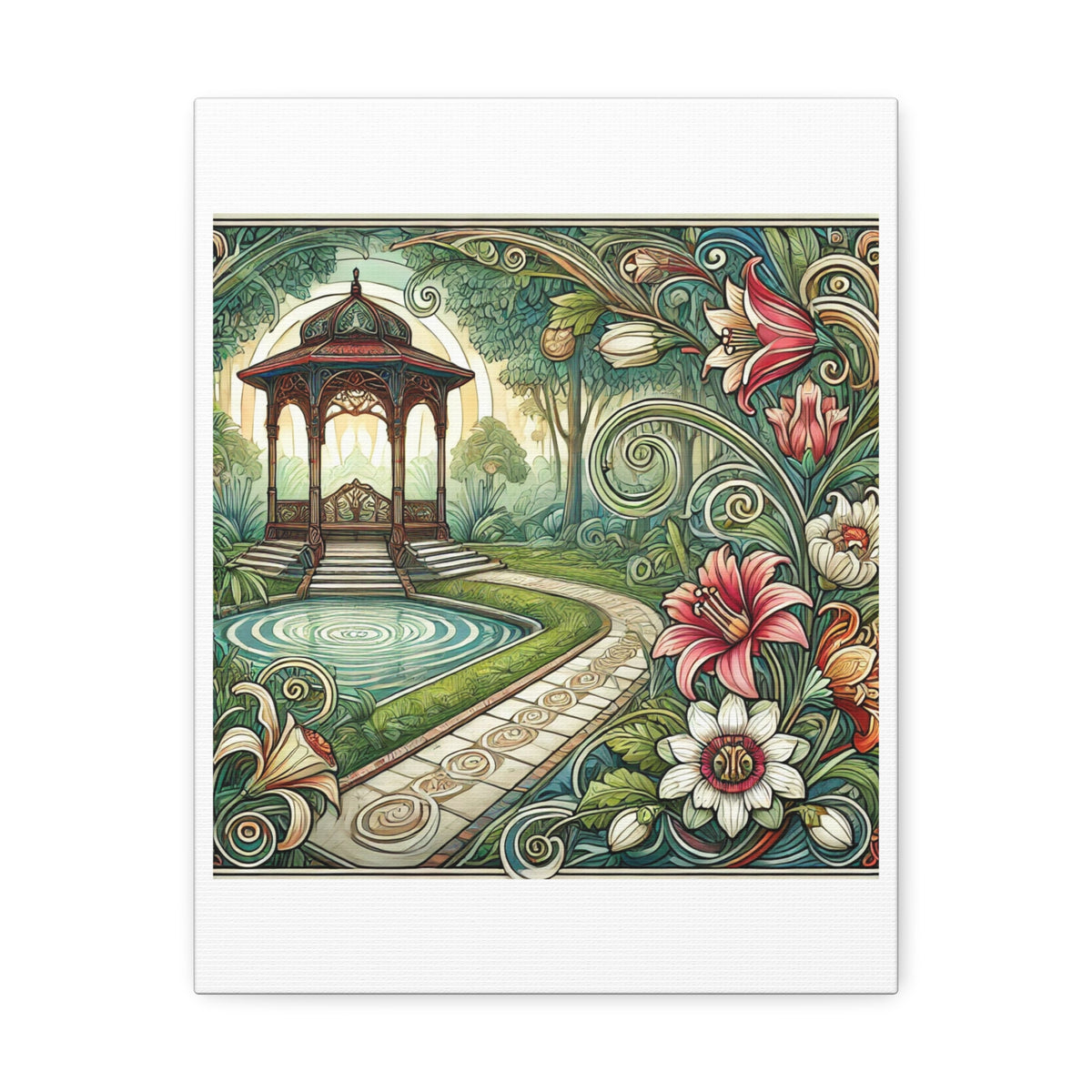 Botanical Gazebo Garden Art Nouveau Canvas Wall Art