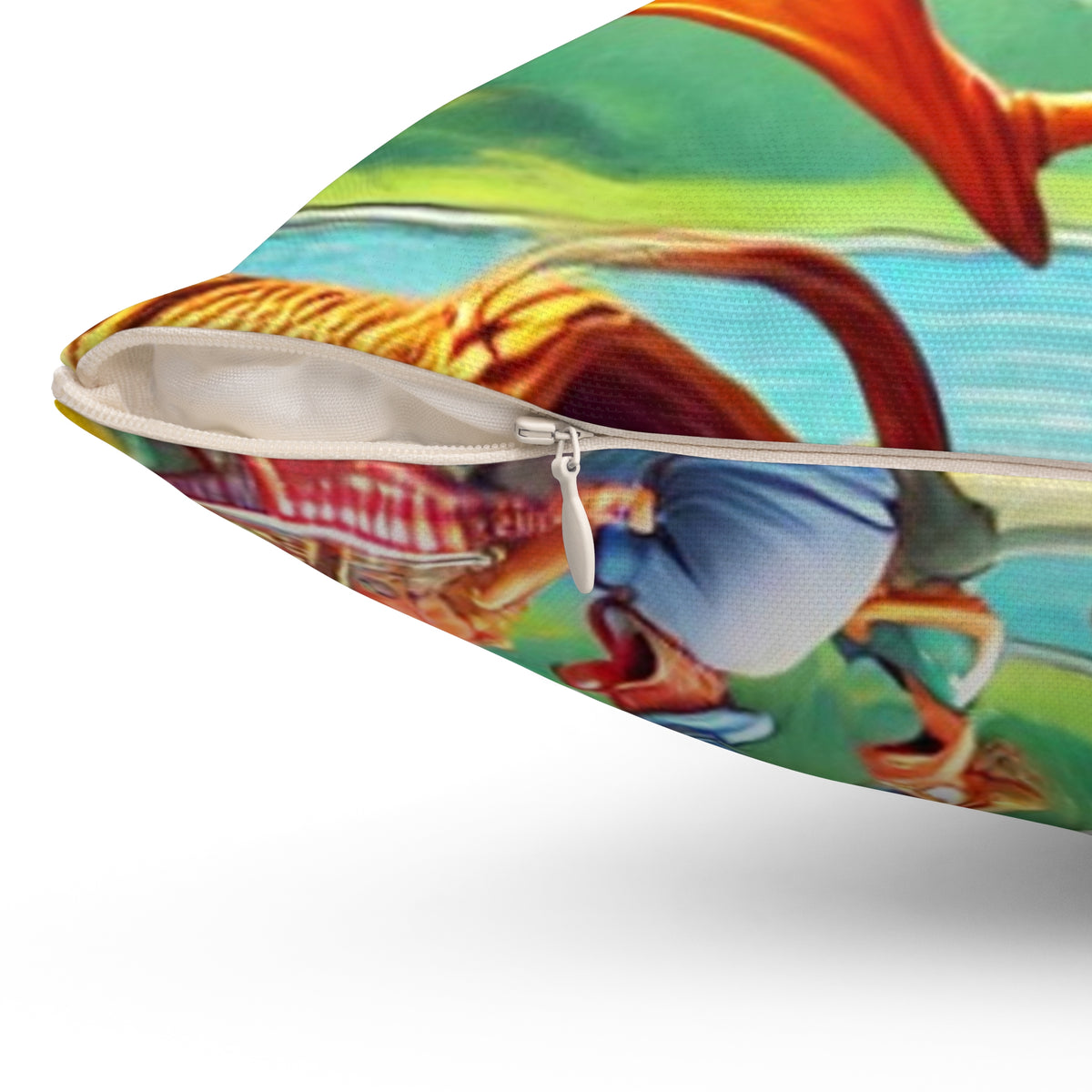 Chaotic Picnic Duck Funny Summer Decorative Pillow