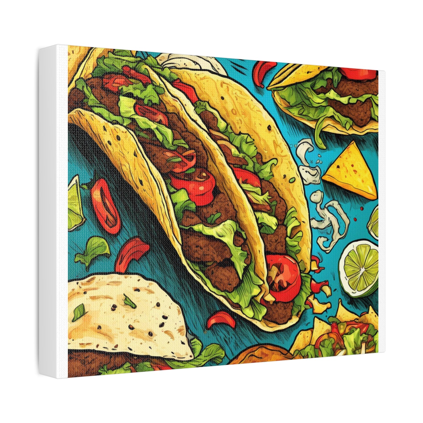 Taco Party Pattern Foodie Gift Art Canvas