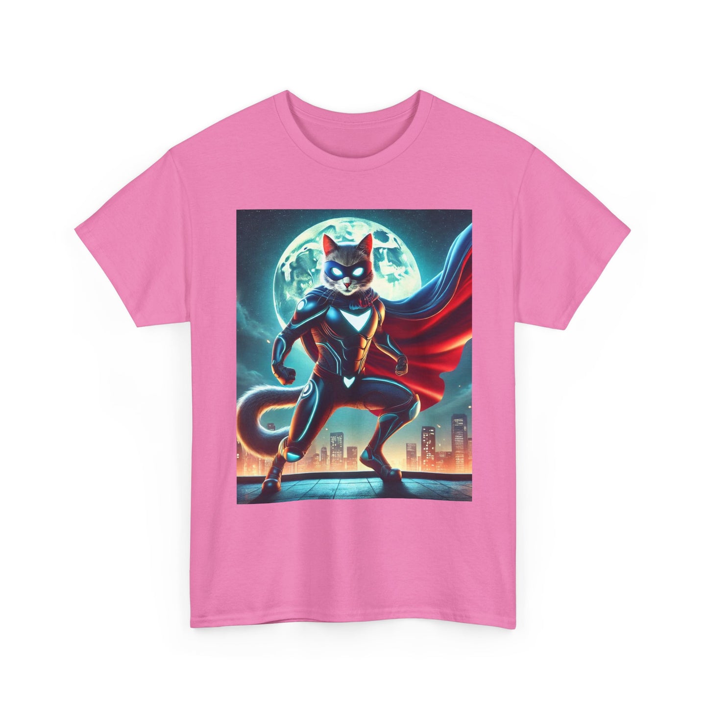 Superhero Cat T-Shirt Funny Graphic Tee with Cool Comic Style Design, Soft Cotton Casual Shirt Cat Lovers, Men, Women & Kids