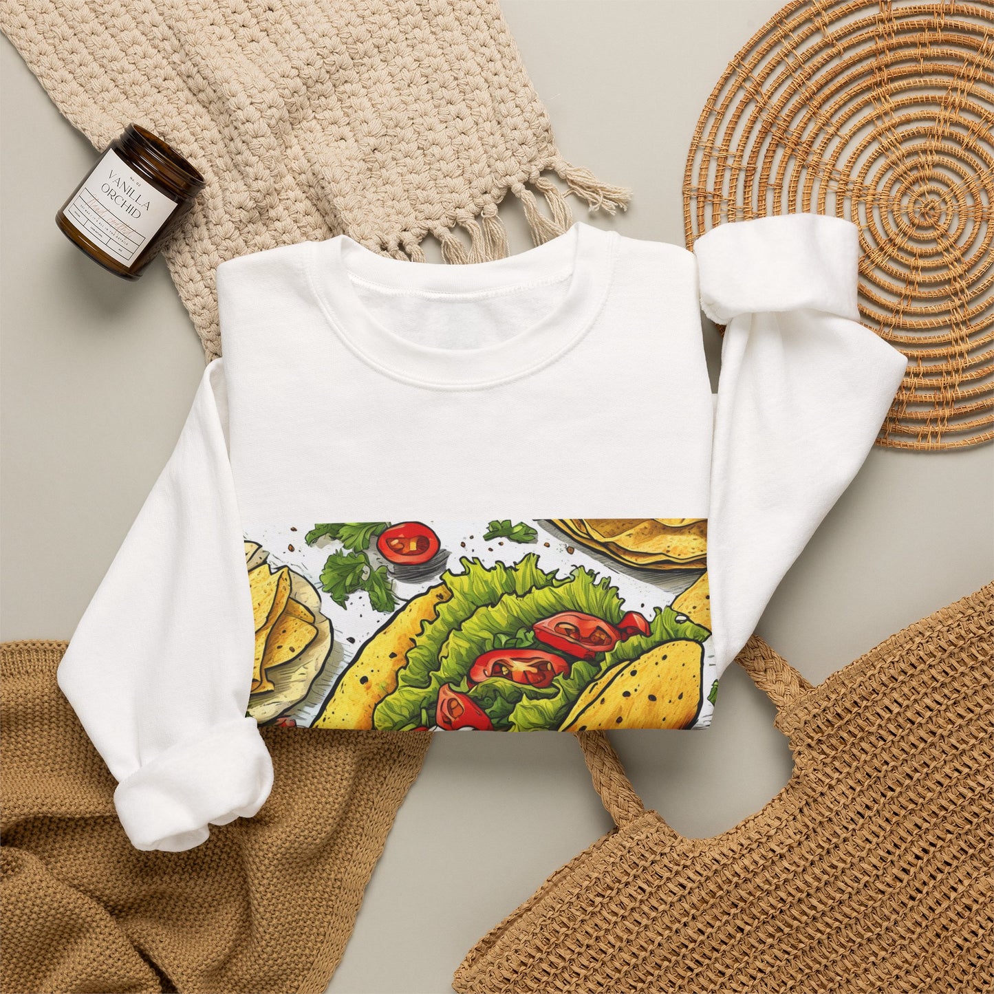 Bold Taco Illustration Foodie Gift Art Sweatshirt