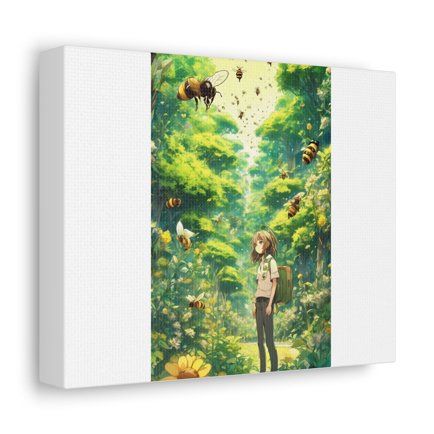 Bee Garden Explorer Anime Nature Art Canvas