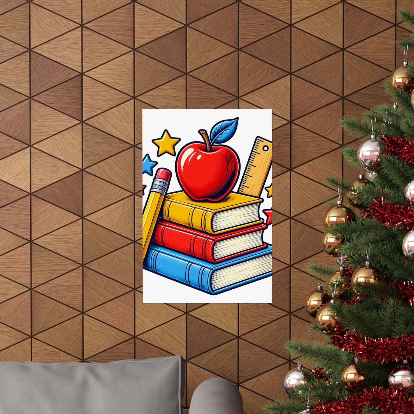 Retro School Books Apple Teacher Appreciation Art Poster
