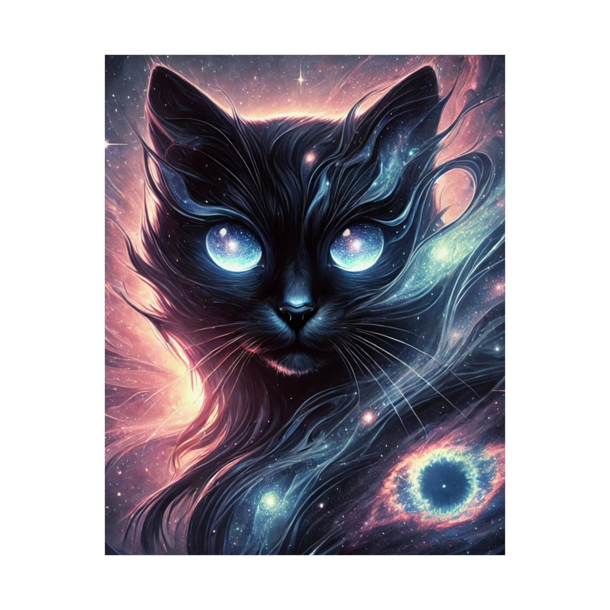 Cosmic Black Cat Galaxy Celestial Wall Art Poster