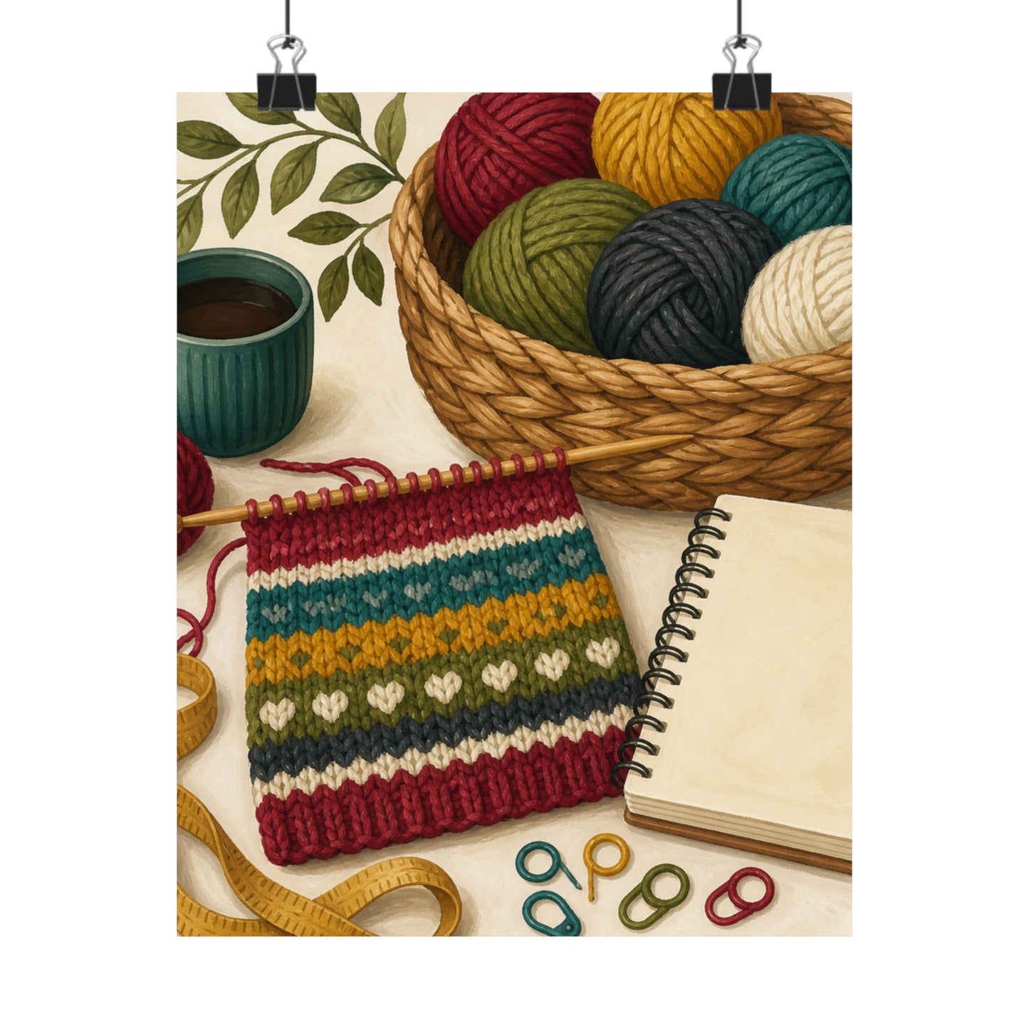 Cozy Knitting and Yarn Hobby Art Poster