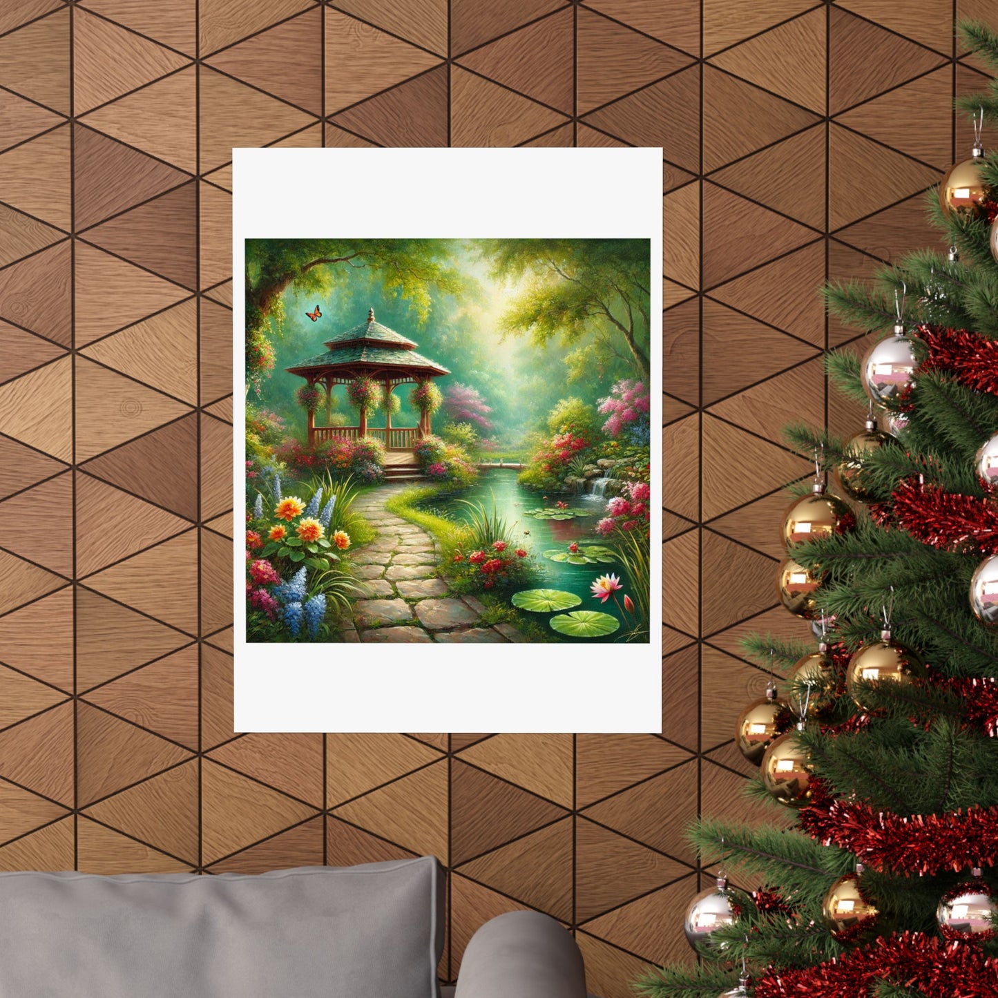 Spring Garden Gazebo Floral Landscape Poster
