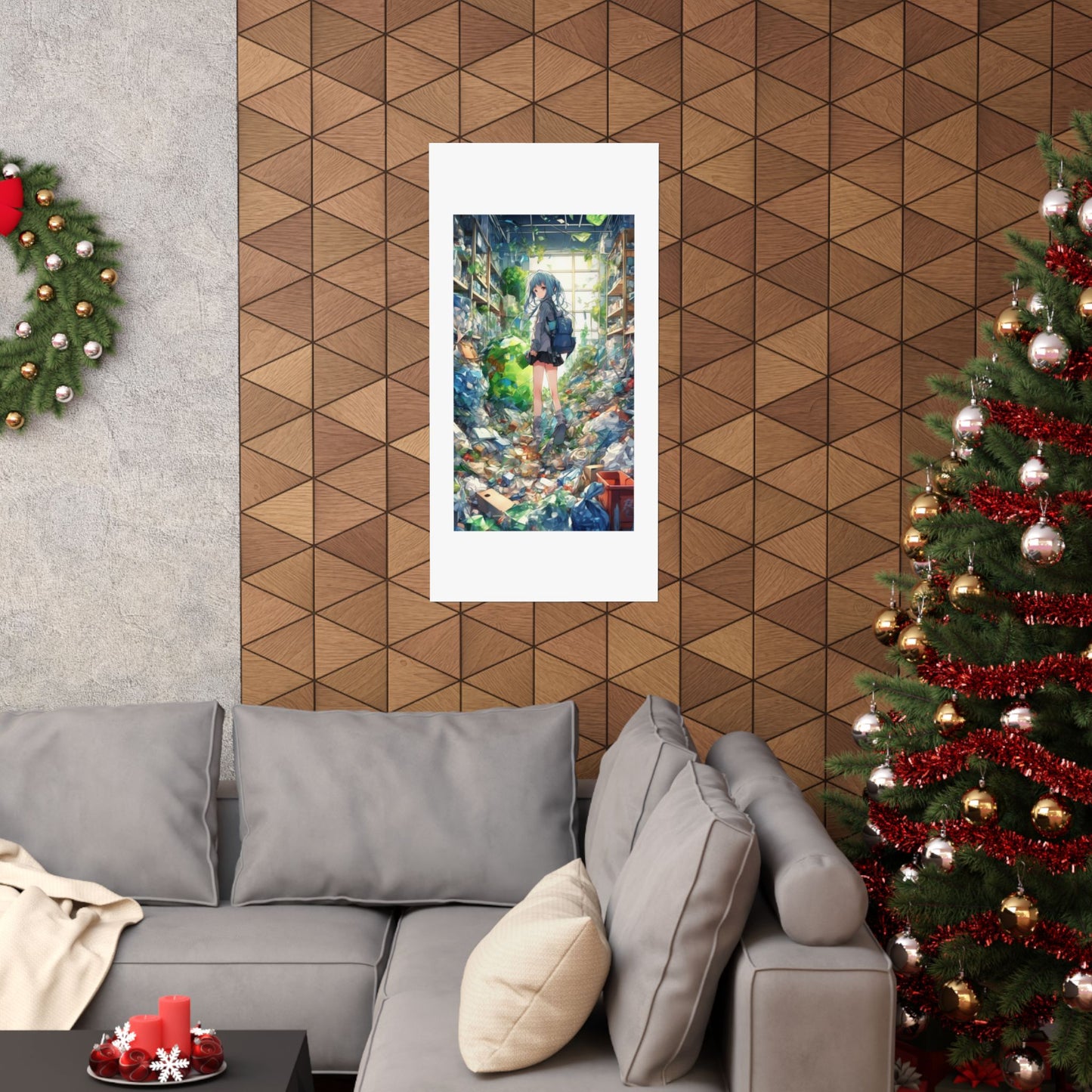 Green Recycling Alley Anime Girl Urban Green Poster