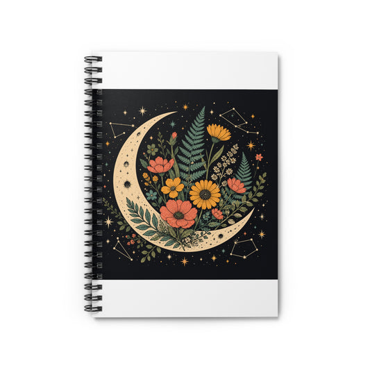 Celestial Wildflower Moon Botanical Spiral Notebook