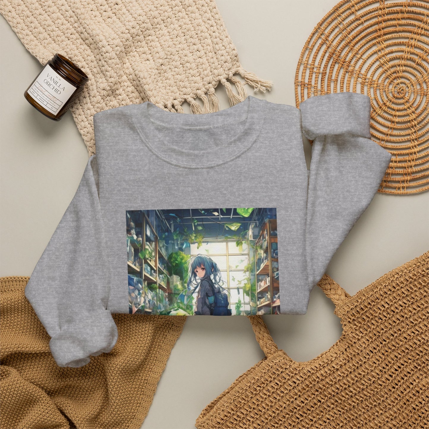 Green Recycling Alley Anime Girl Green Art Sweatshirt
