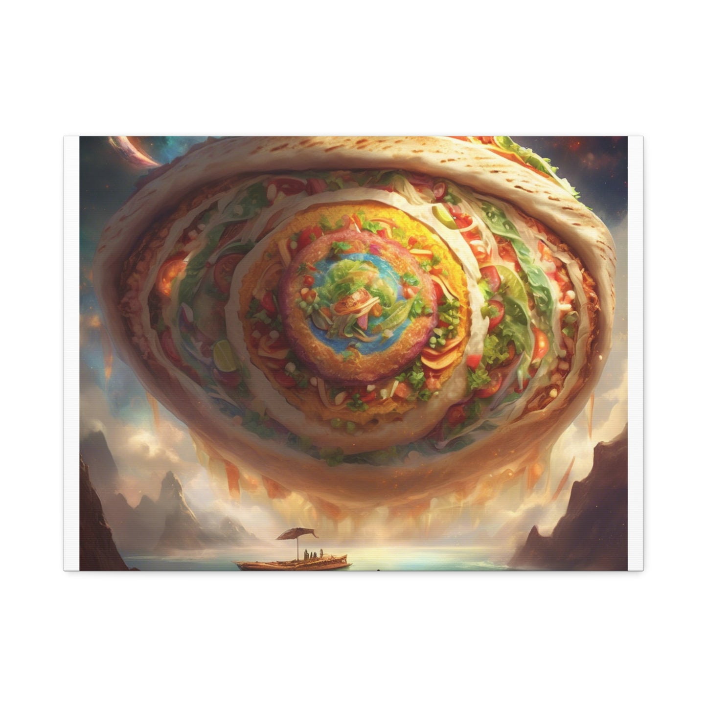 Cosmic Taco Portal Surreal Food Fantasy Art Canvas