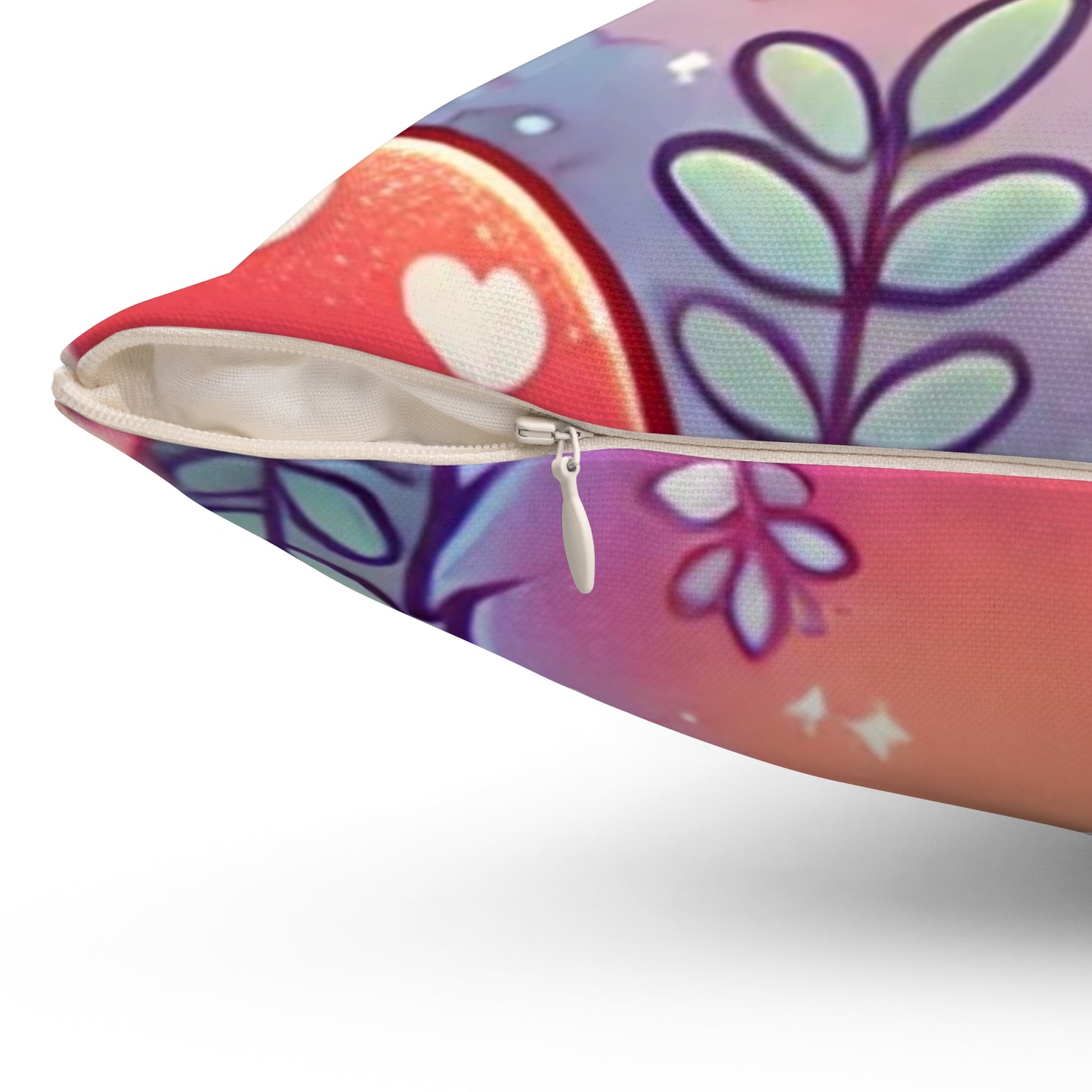 Pastel Woodland Fox Mushroom Kawaii Decorative Pillow